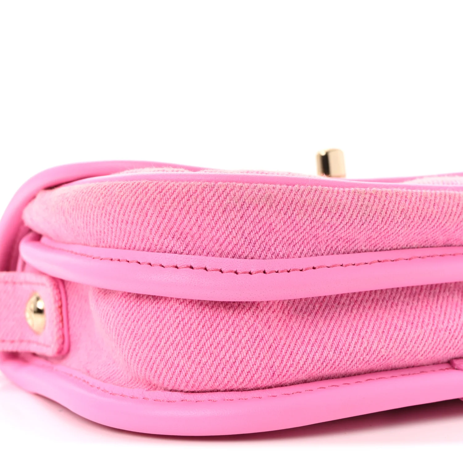 Denim Quilted Mini Messenger Flap Neon Pink - Image 9
