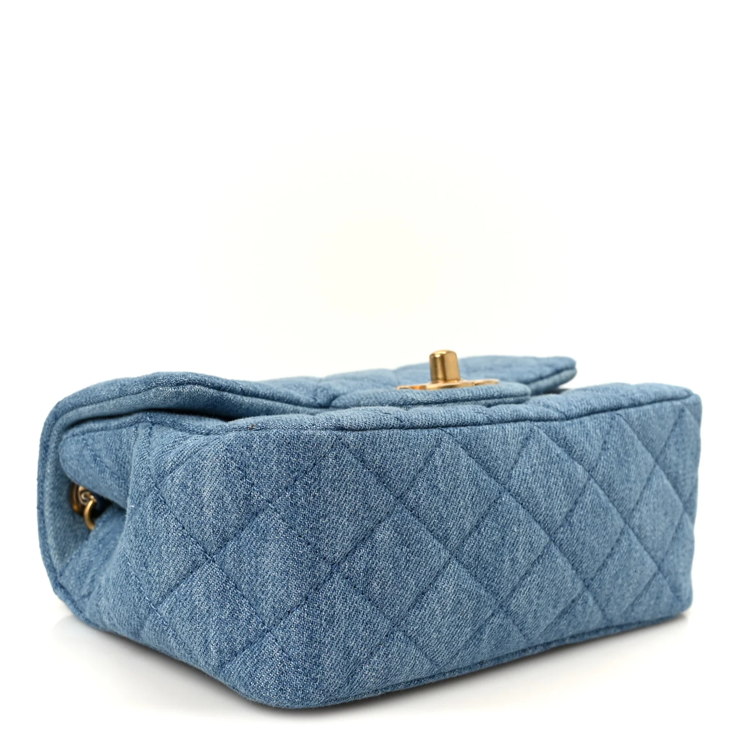 Denim Quilted Mini Pearl Crush Flap Blue - Image 4
