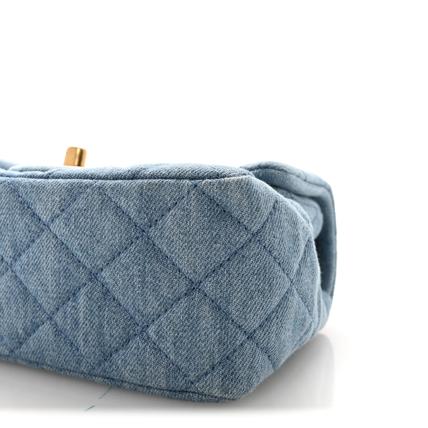 Denim Quilted Mini Pearl Crush Flap Blue - Image 10