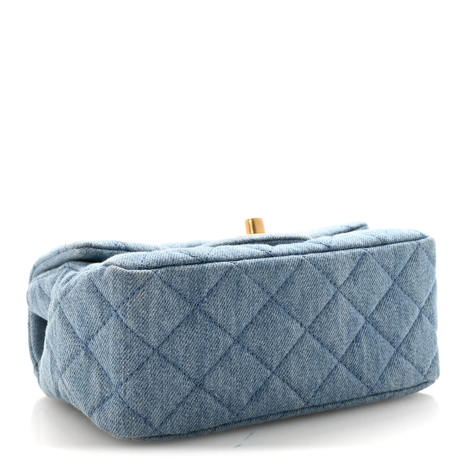 Denim Quilted Mini Pearl Crush Flap Blue - Image 4