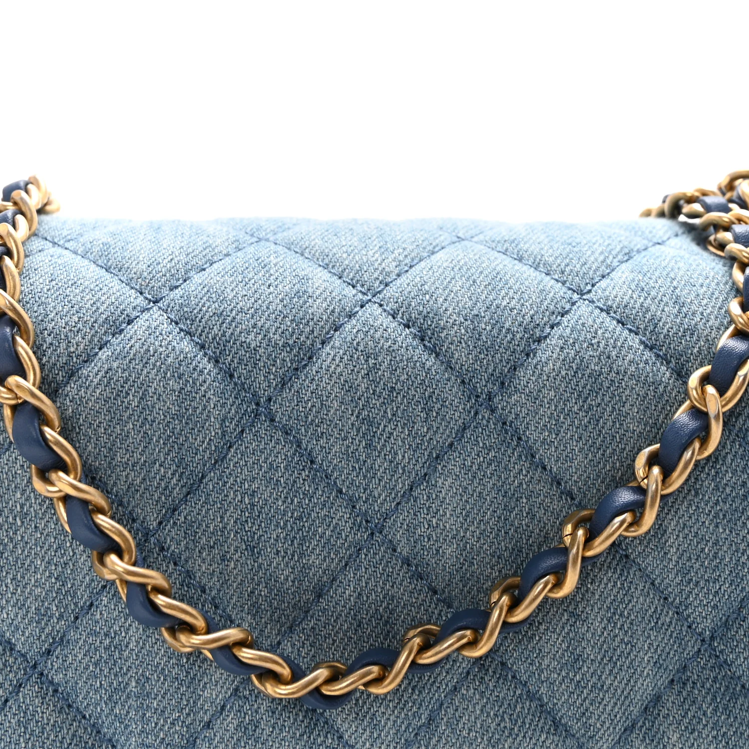 Denim Quilted Mini Pearl Crush Flap Blue - Image 8