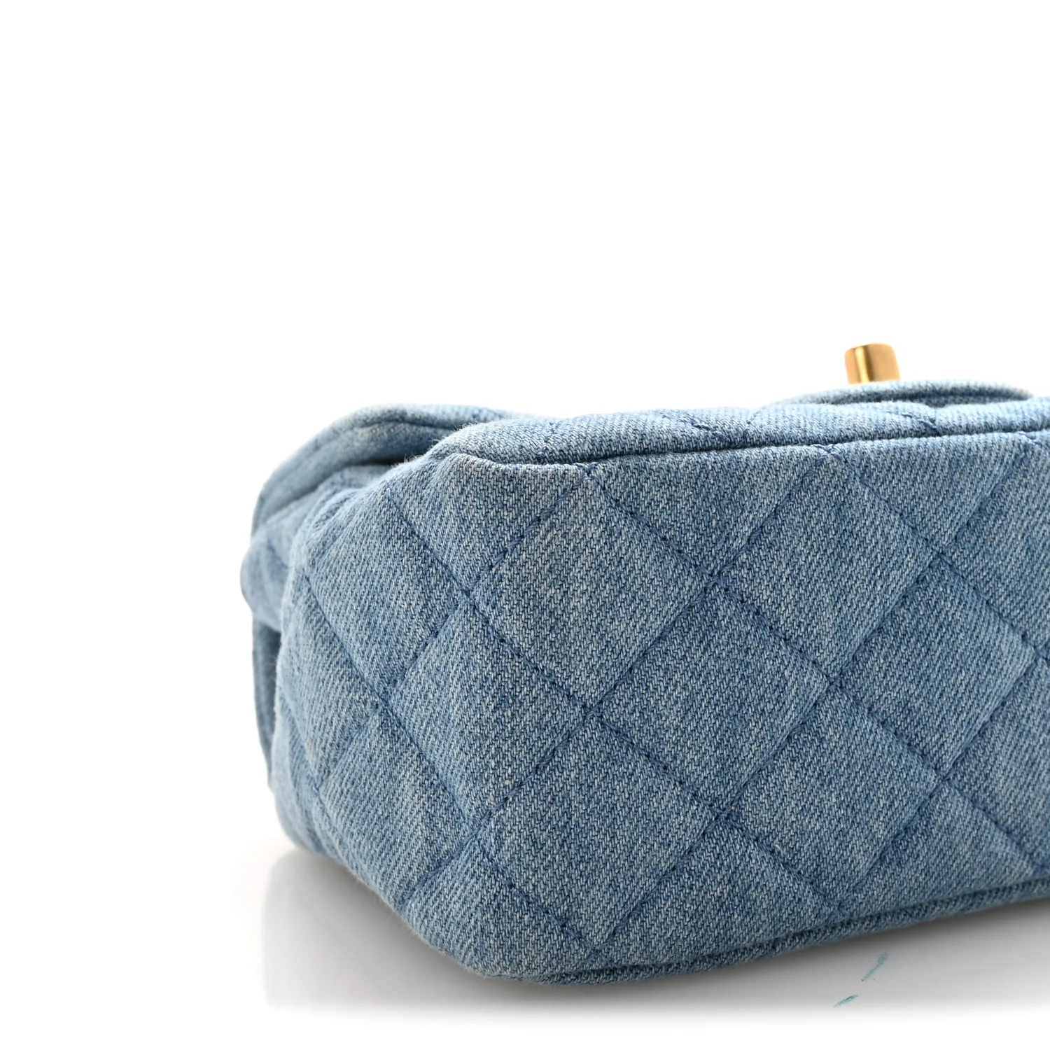 Denim Quilted Mini Pearl Crush Flap Blue - Image 9