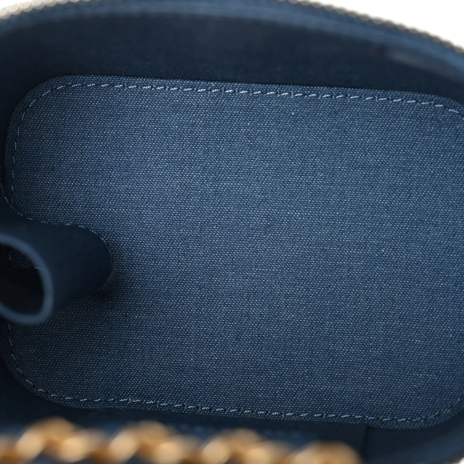 Denim Quilted Mini Pearl Crush Vanity Case With Chain - Image 5
