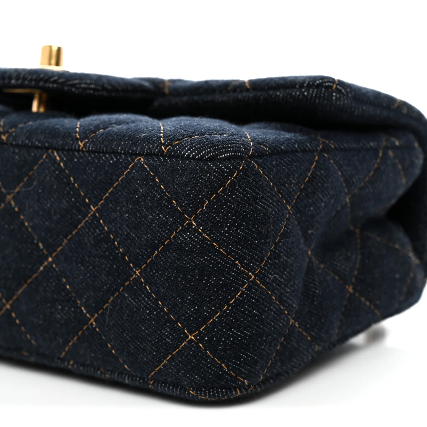 Denim Quilted Mini Rectangular Flap Dark Blue - Image 11