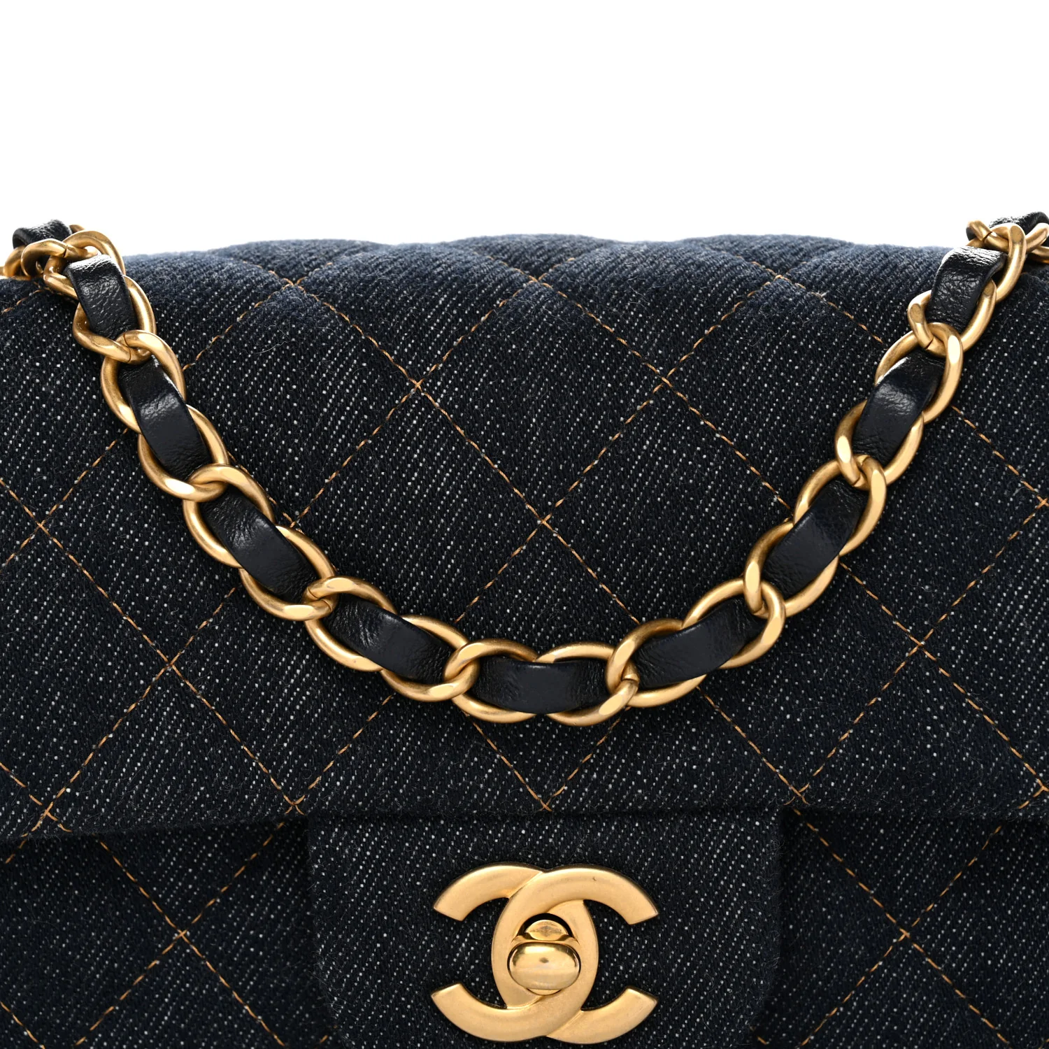 Denim Quilted Mini Rectangular Flap Dark Blue - Image 9
