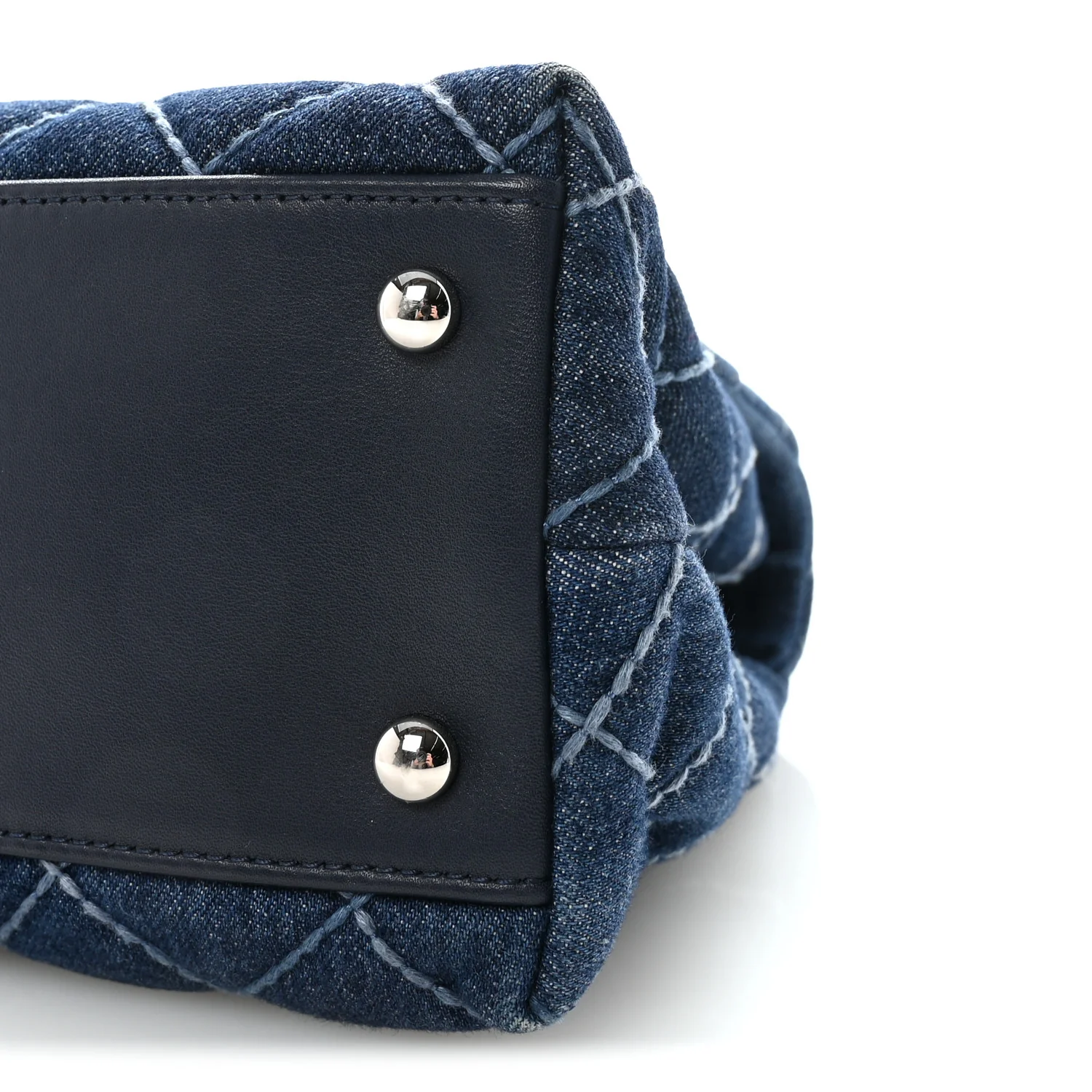 Denim Quilted Small Coco Handle Flap Blue - Image 10