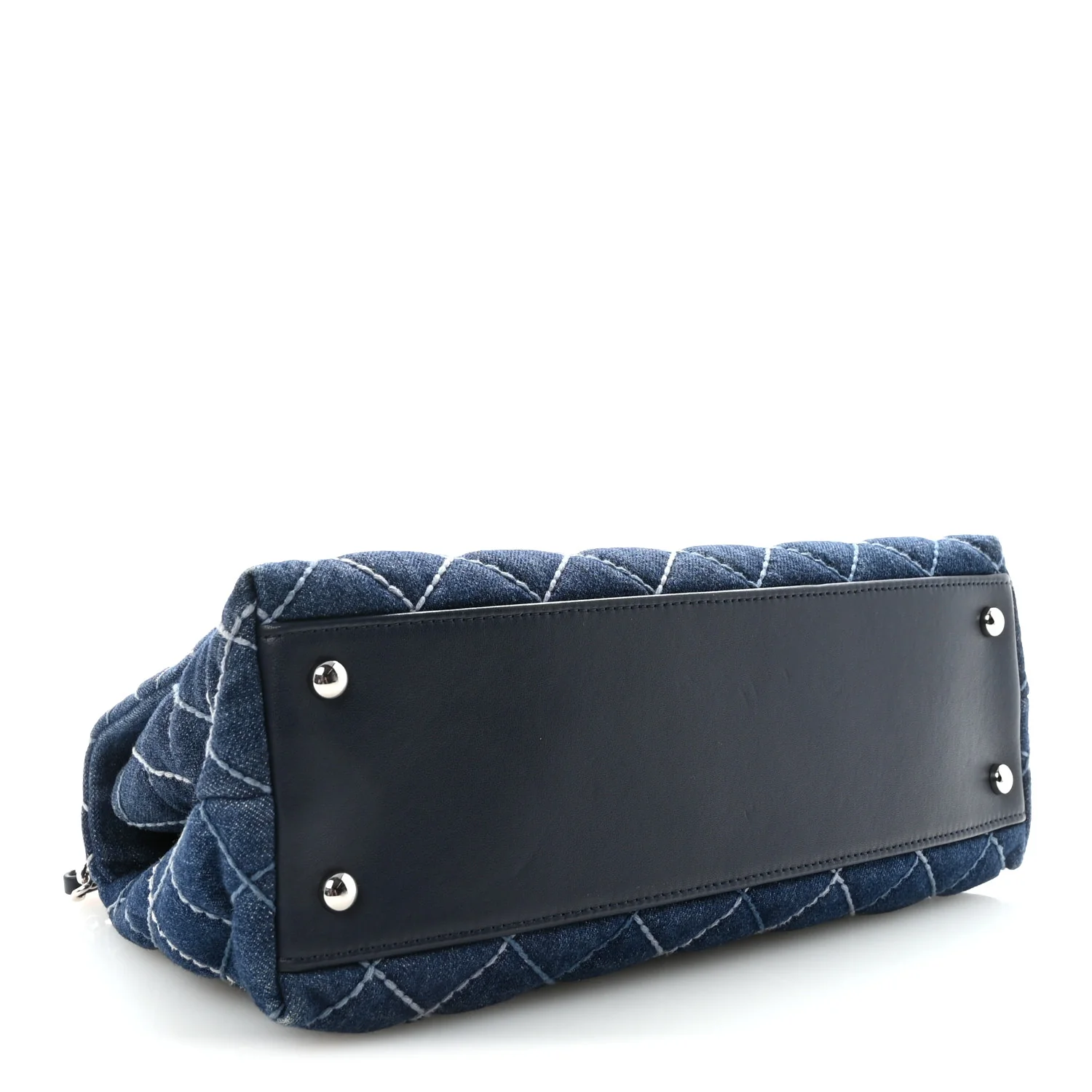 Denim Quilted Small Coco Handle Flap Blue - Image 4