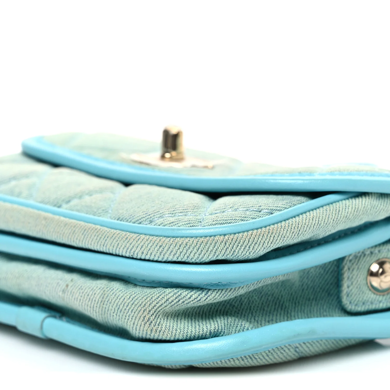 Denim Quilted Small Messenger Flap Neon Blue - Image 10