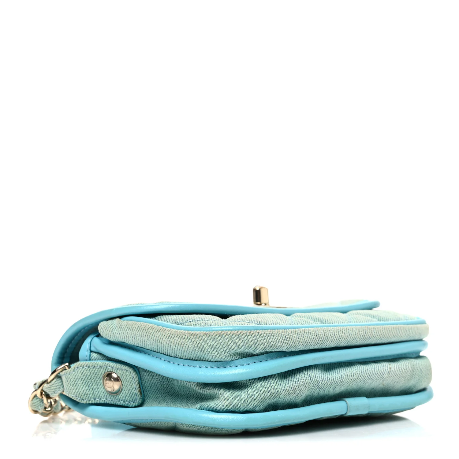 Denim Quilted Small Messenger Flap Neon Blue - Image 4