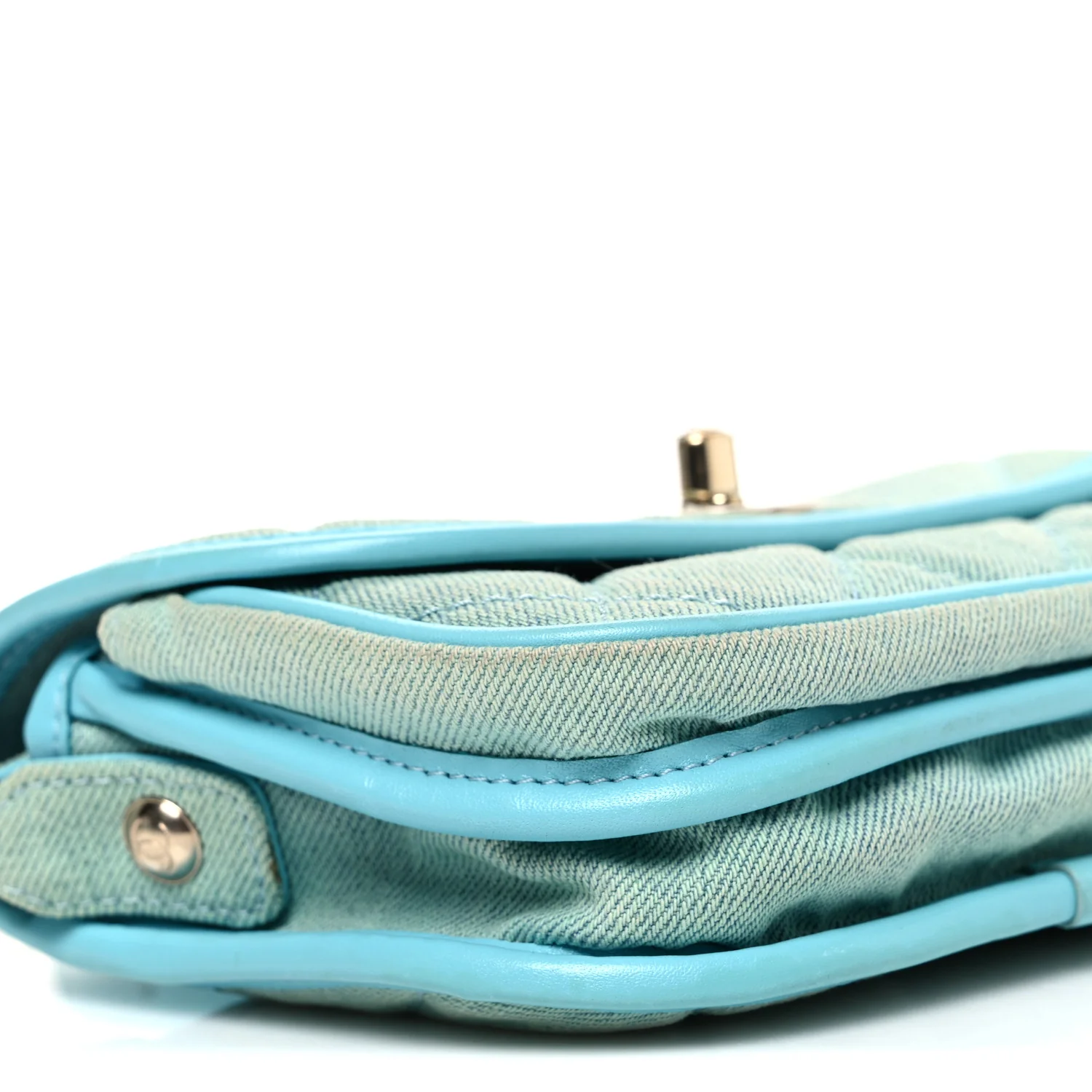 Denim Quilted Small Messenger Flap Neon Blue - Image 9