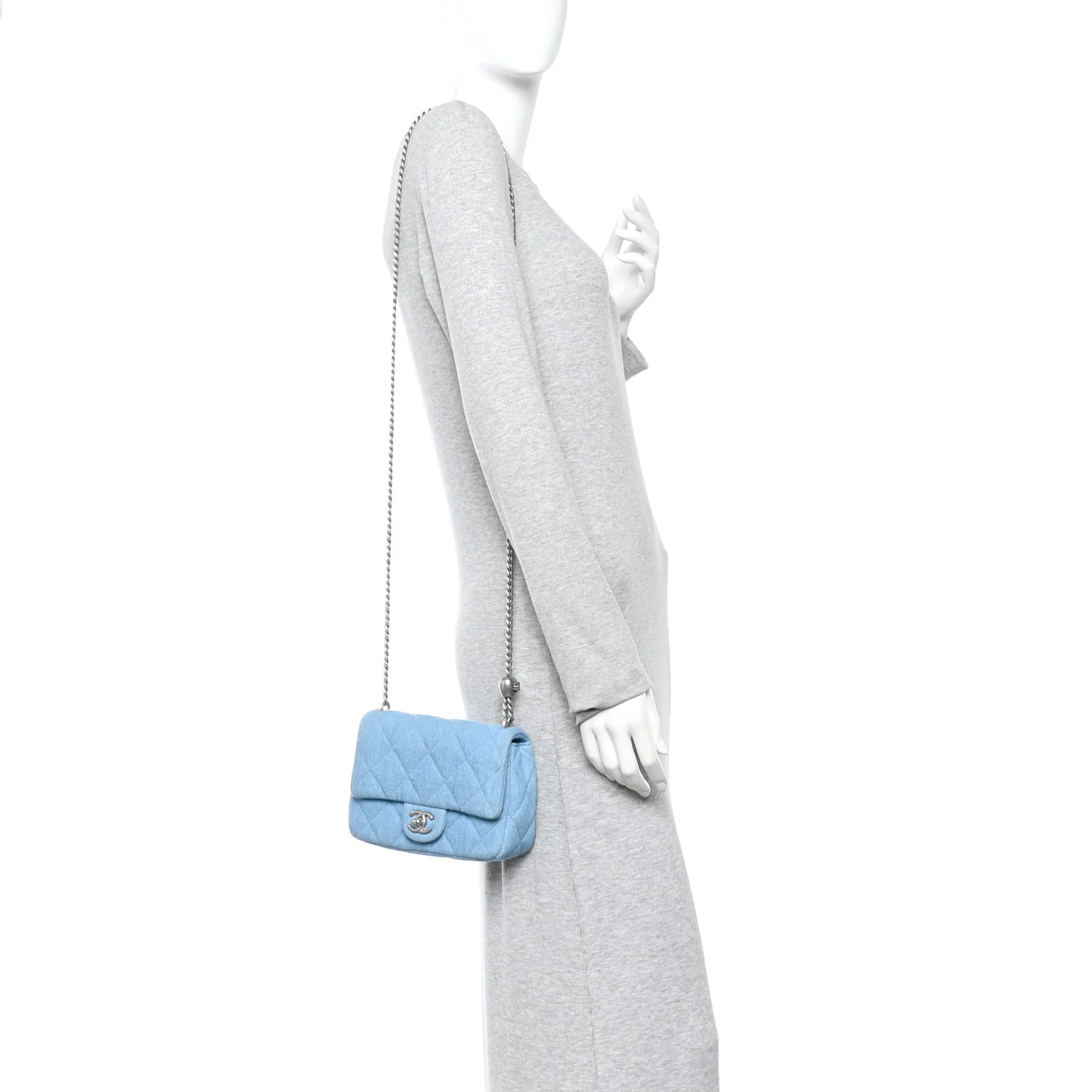 Denim Quilted Sweetheart Mini Flap Blue - Image 2