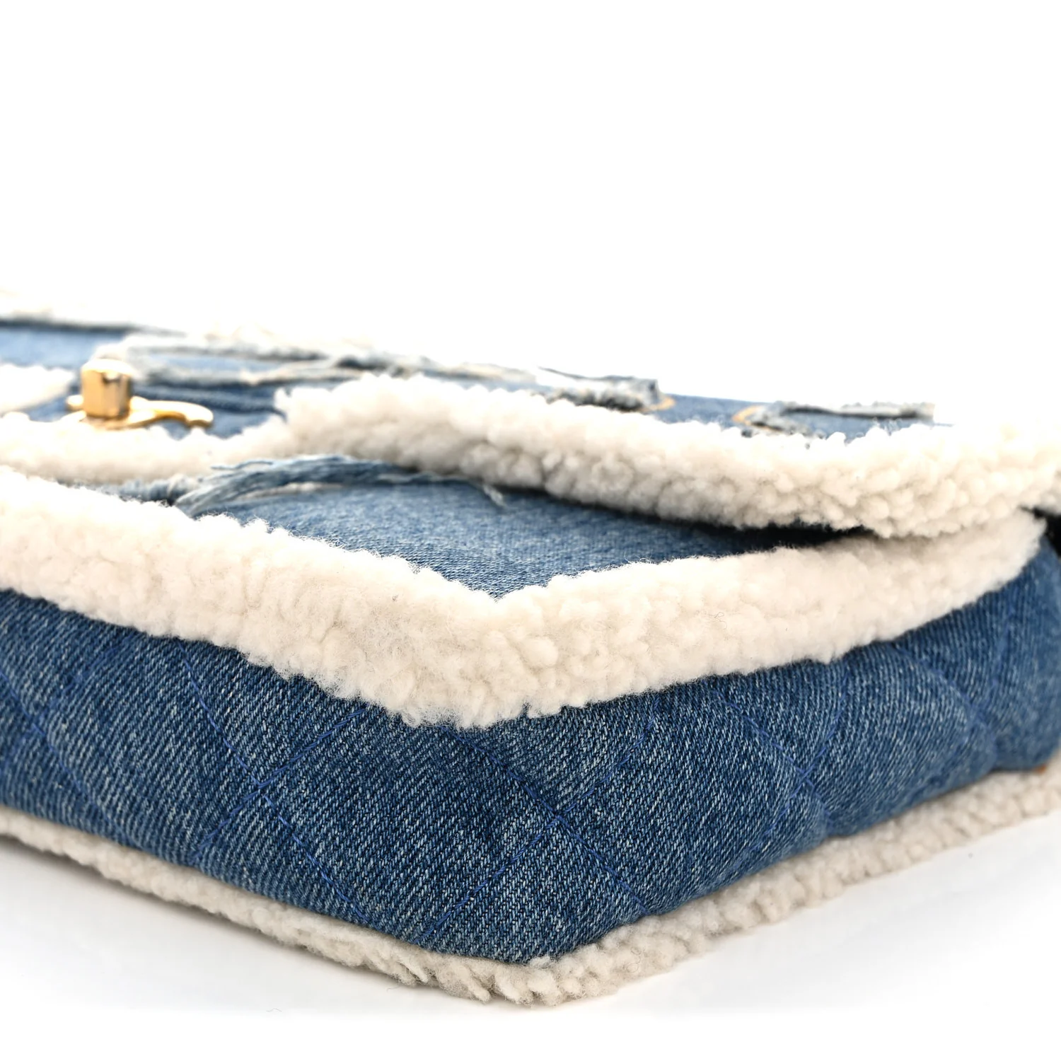 Denim Shearling Hieroglyph Flap Blue - Image 10