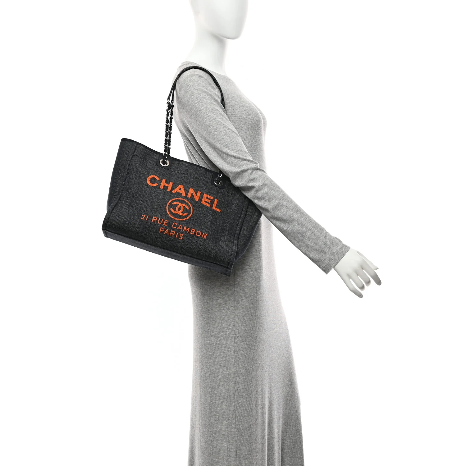 Denim Small Deauville Tote Blue Orange - Image 2
