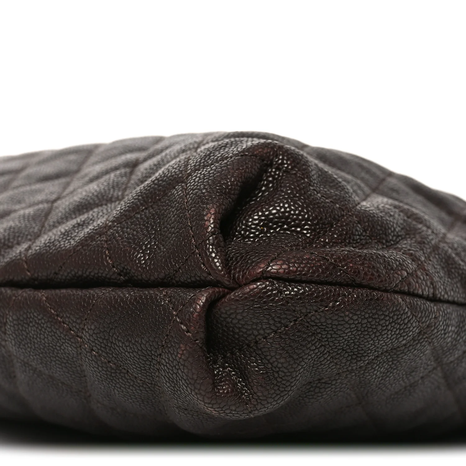 Distressed Glazed Caviar Quilted Large Elastic Tote Dark Brown - Image 10