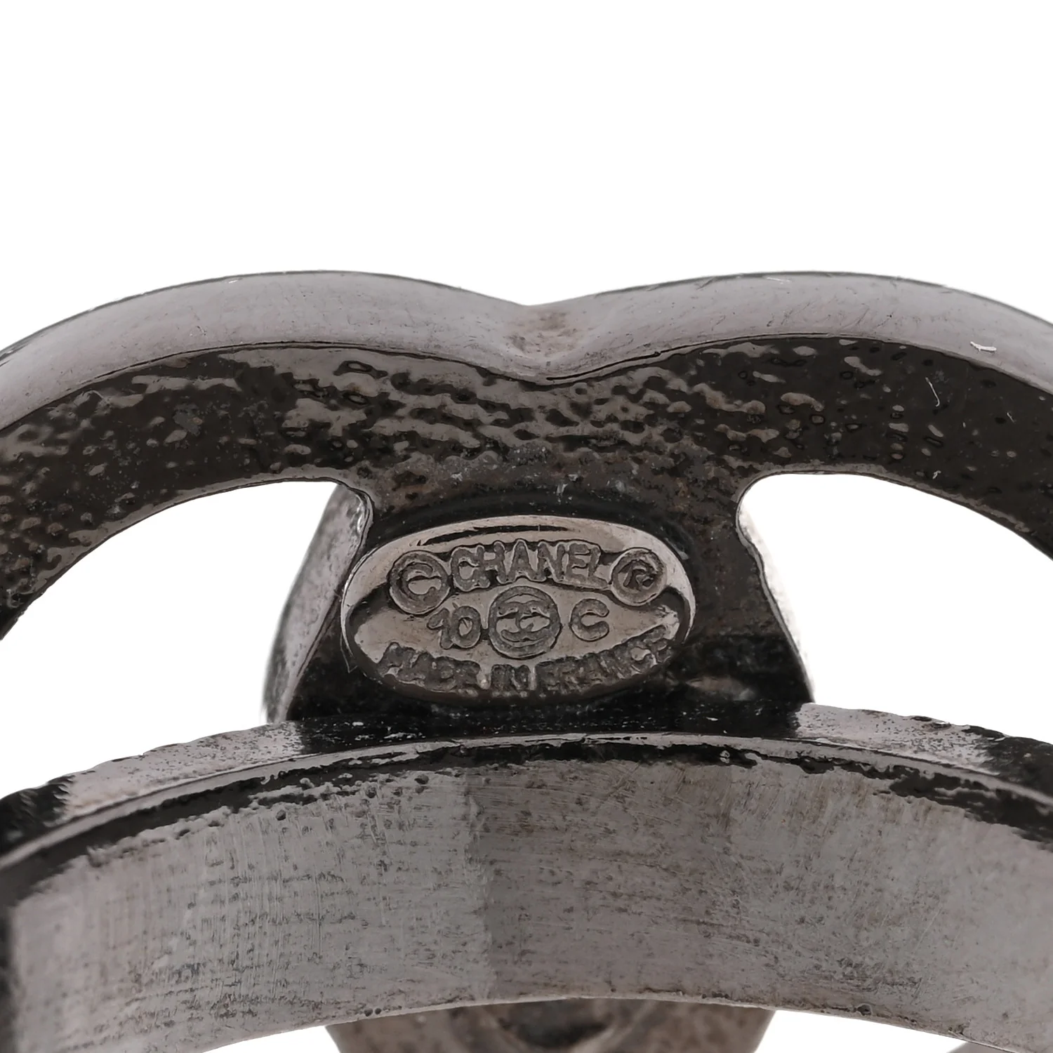 Enamel CC Ring 53 6.5 Black Silver - Image 4