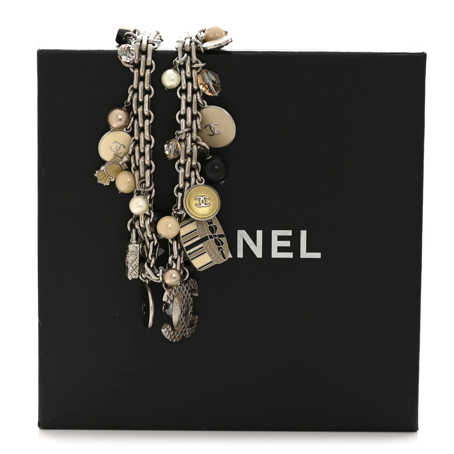 Enamel Pearl Charm Short Necklace Silver - Image 8