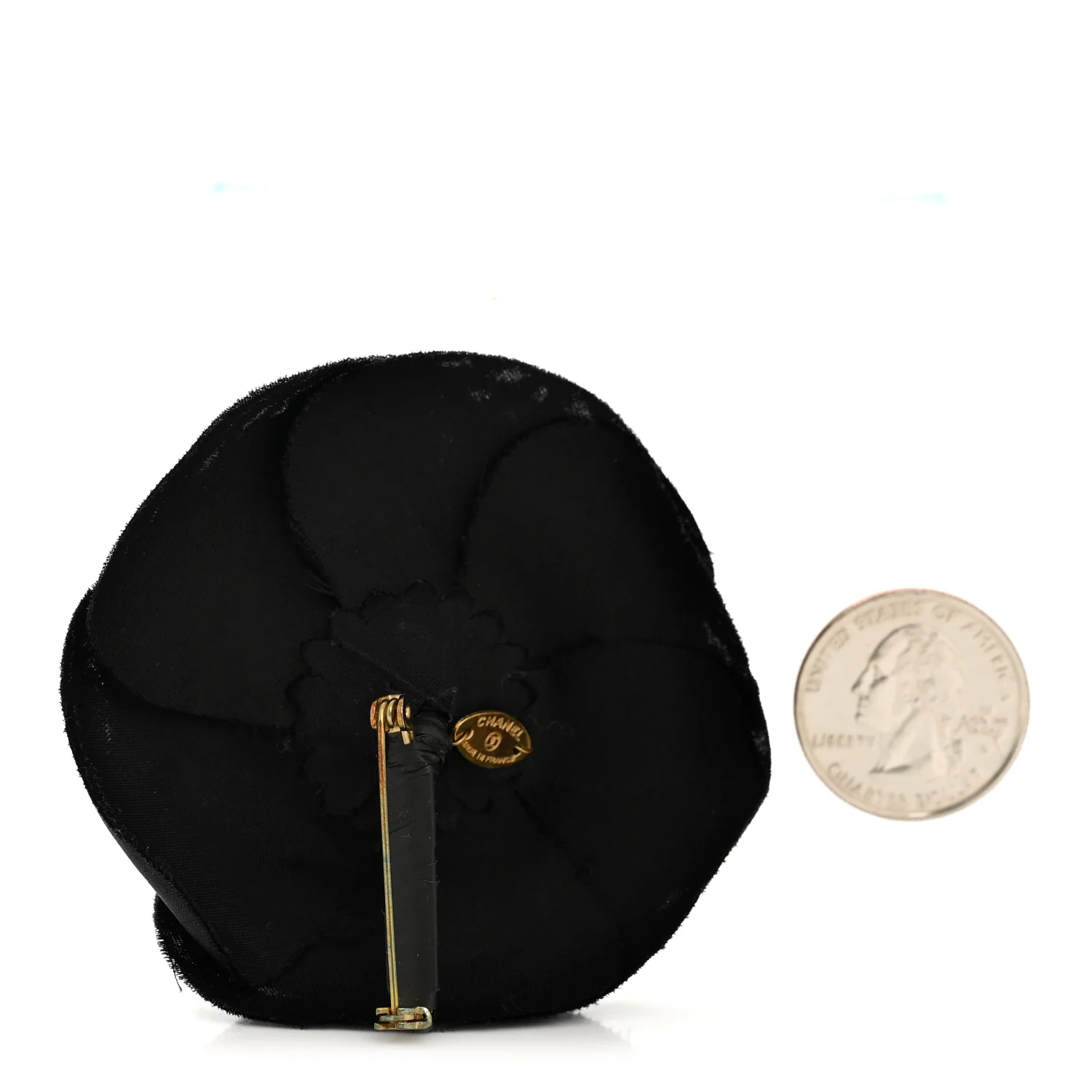 Fabric Camellia Brooch Black - Image 2