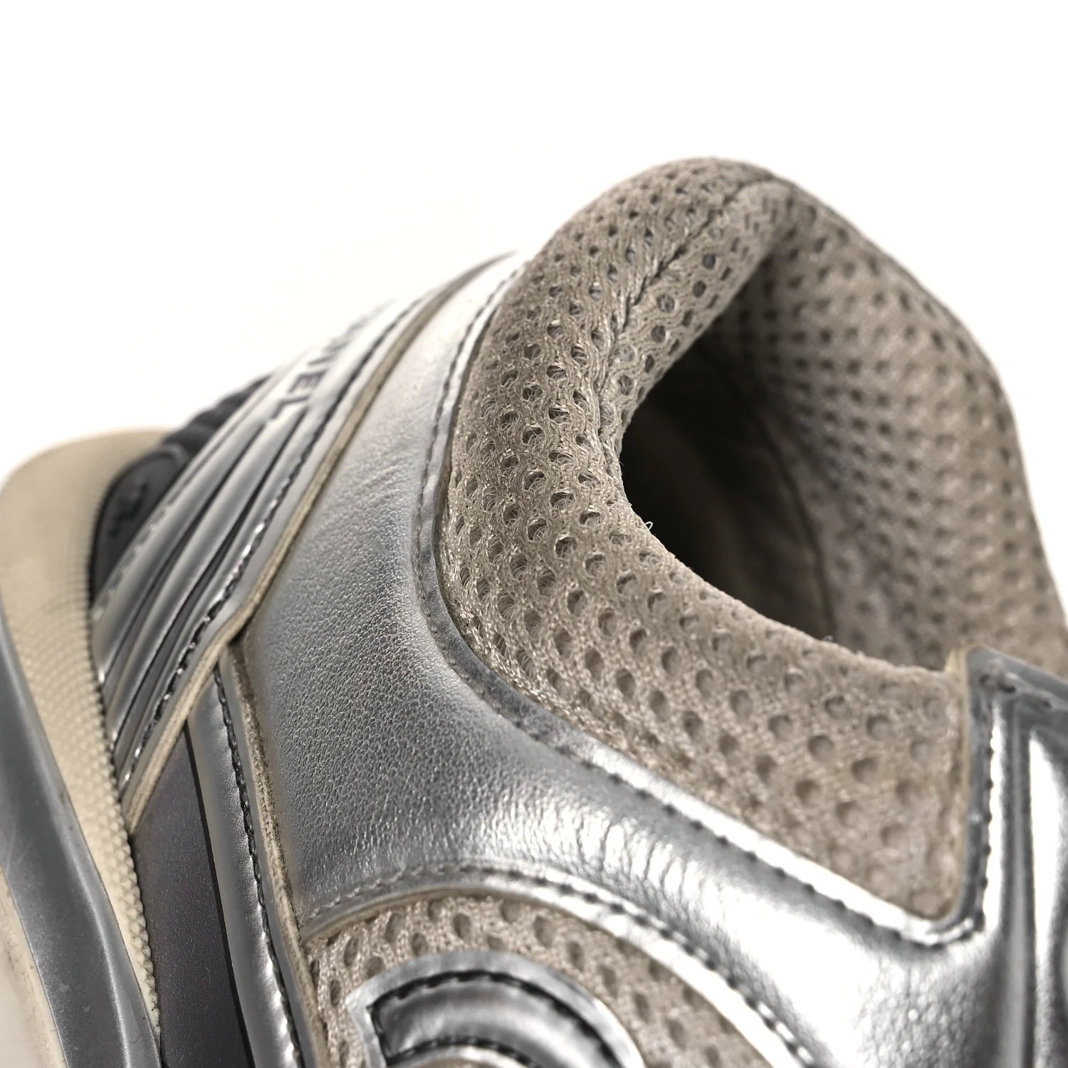 Fabric Laminated Calfskin Stretch CC Sneakers 39.5 White Silver - Image 13