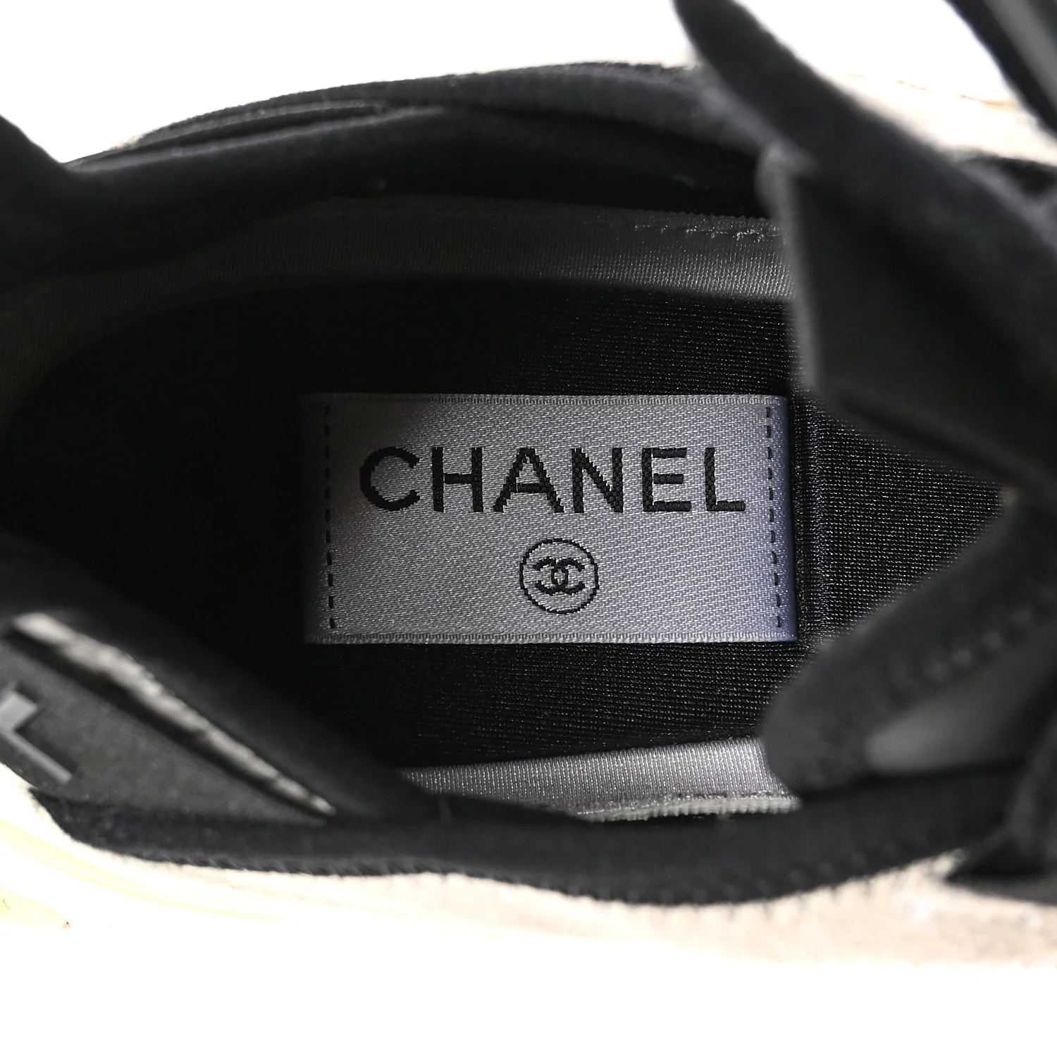 Fabric Suede Calfskin CC Sneakers 38.5 Ivory Black - Image 9