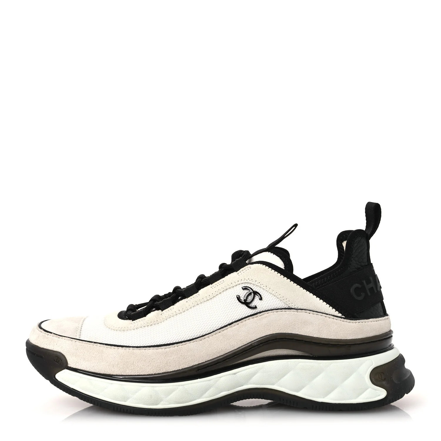 Fabric Suede Calfskin CC Sneakers 41 White Light Grey