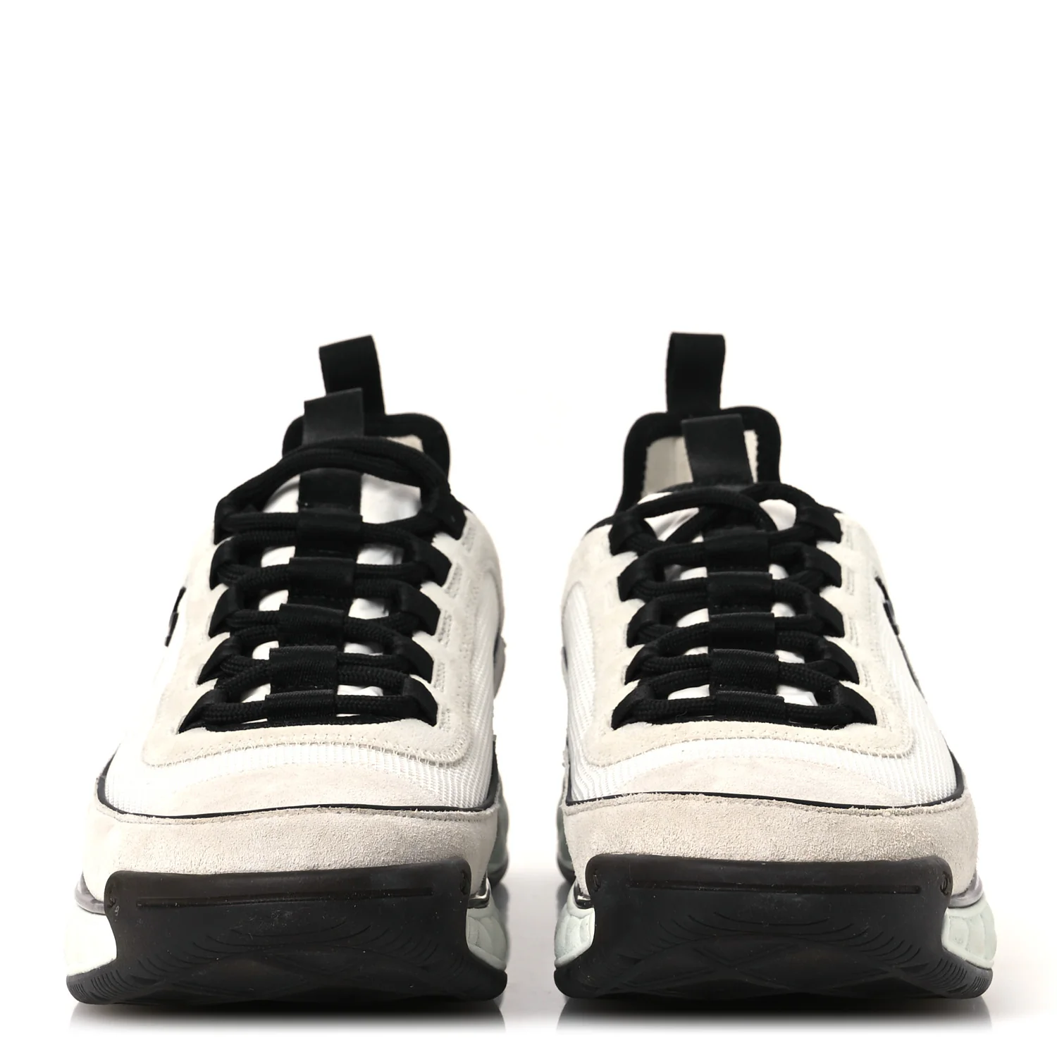 Fabric Suede Calfskin CC Sneakers 41 White Light Grey - Image 3