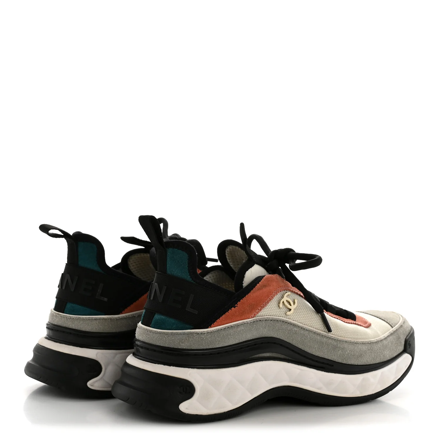 Fabric Suede CC Sneakers 38.5 White Light Grey Pink - Image 5