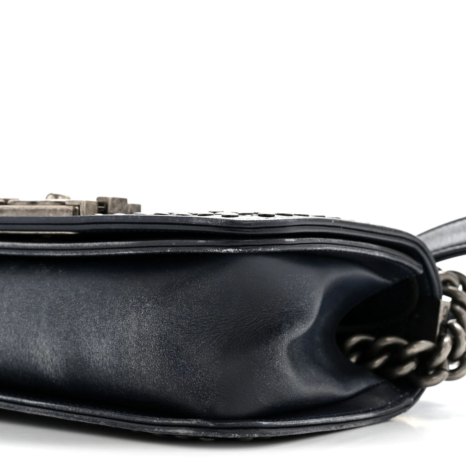 Faded Calfskin Quilted Small Studded Boy Flap Navy - Image 10