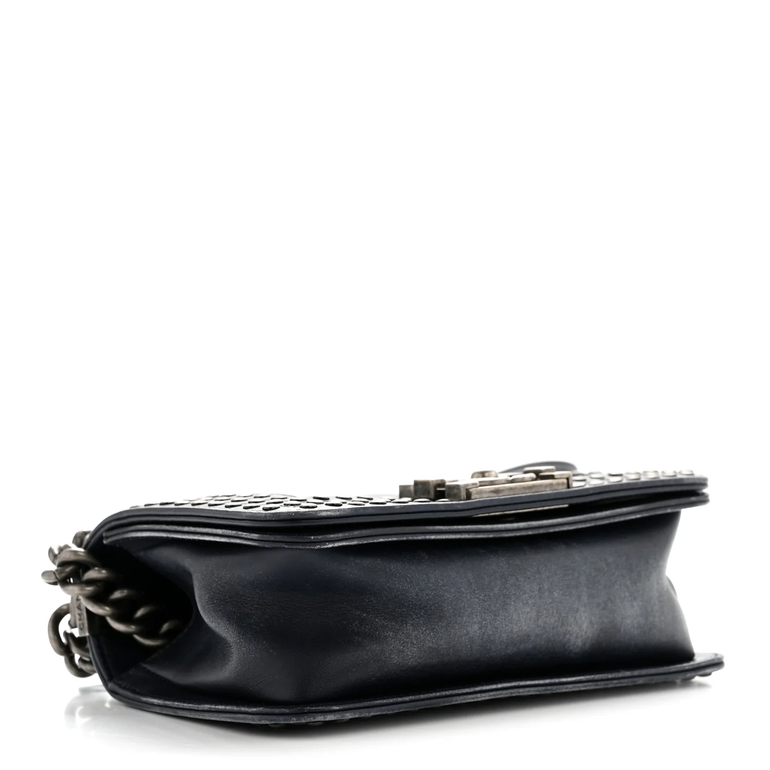 Faded Calfskin Quilted Small Studded Boy Flap Navy - Image 4