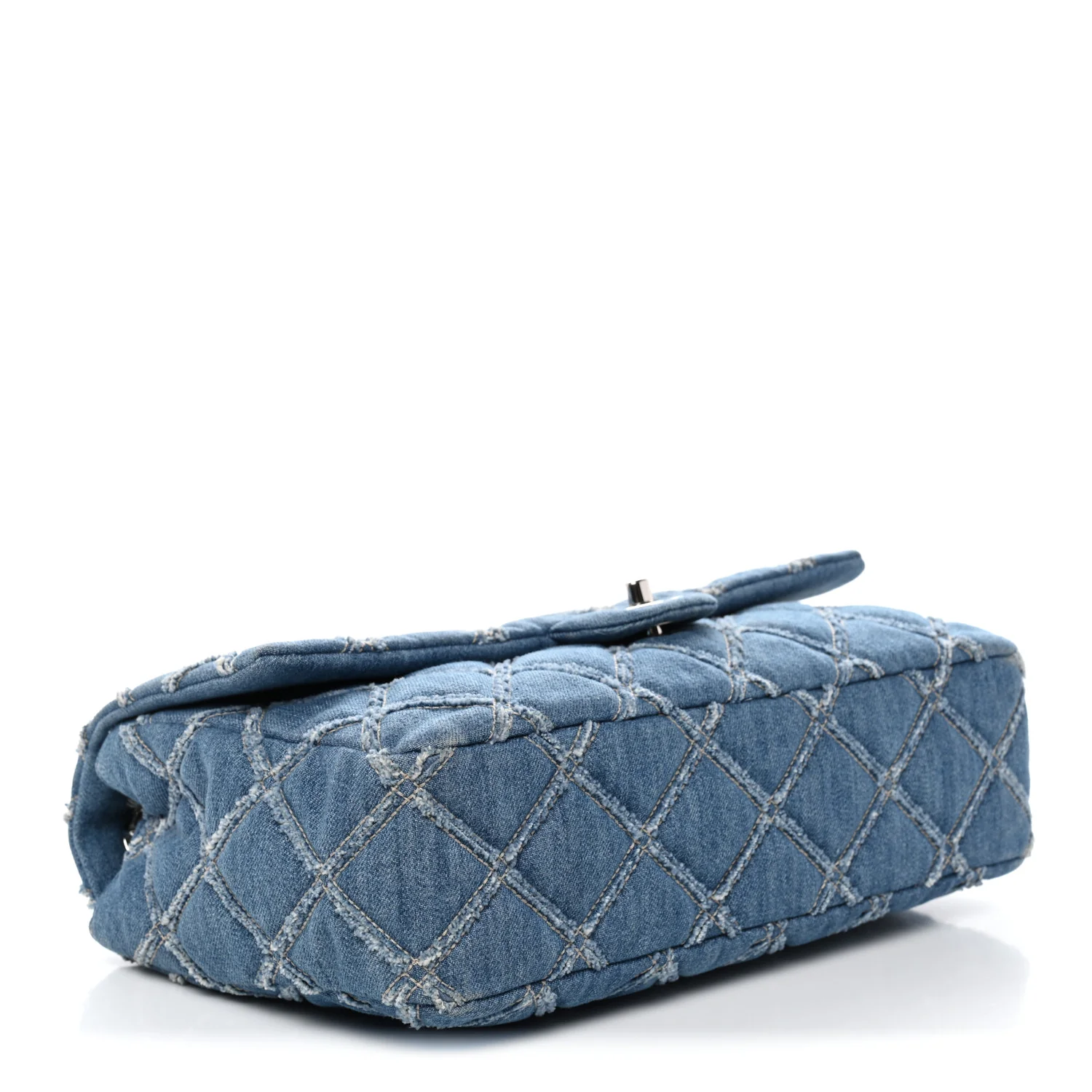 Frayed Denim Quilted Large Blue Chip Flap Blue - Image 4