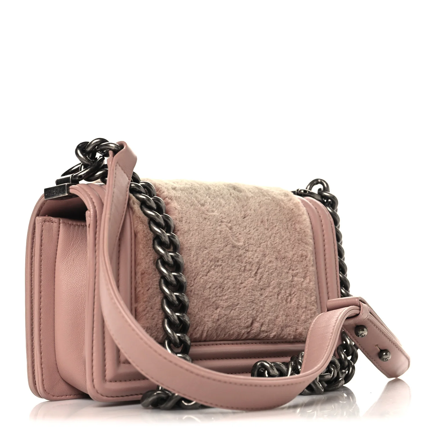 Fur Calfskin Small Boy Flap Pink - Image 3