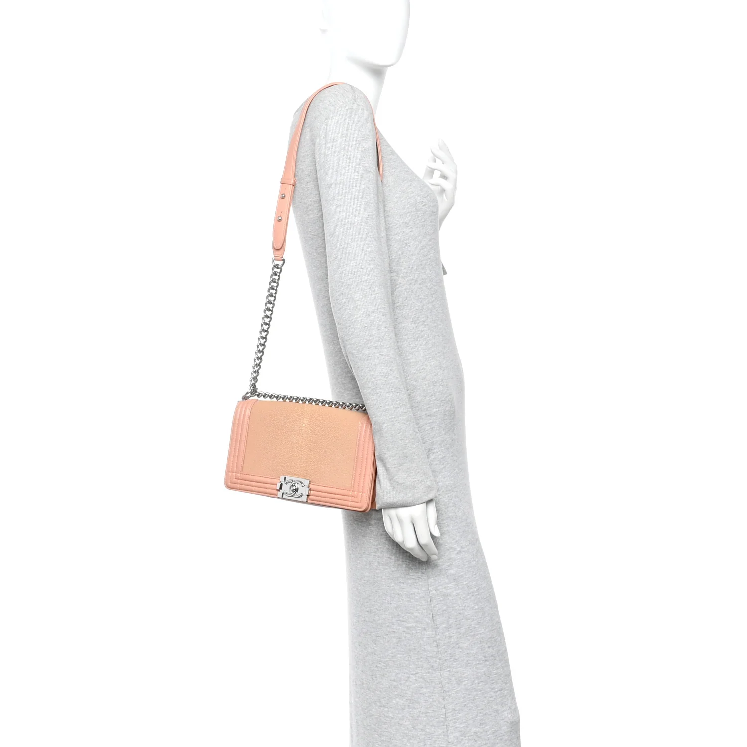 Galuchat Stingray Medium Boy Flap Pink - Image 2