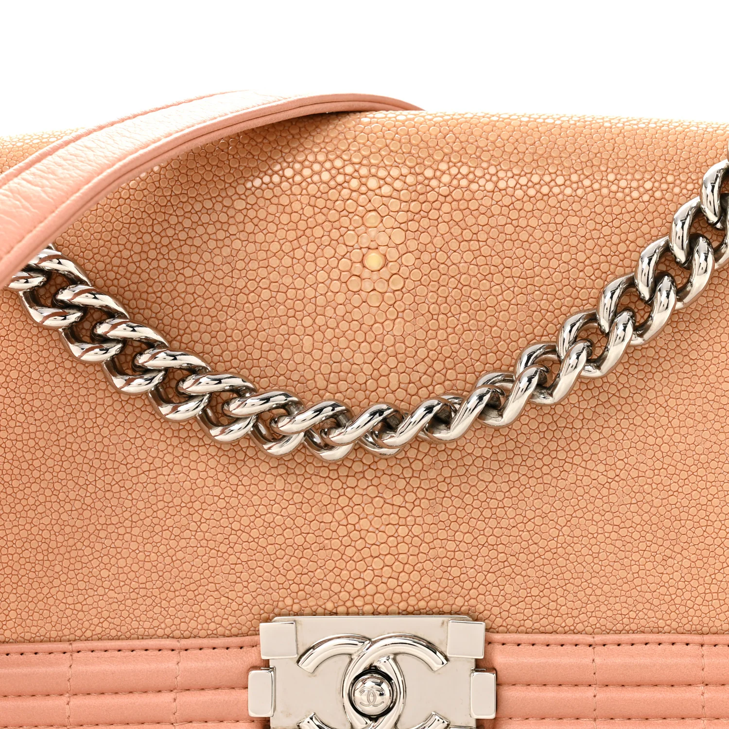 Galuchat Stingray Medium Boy Flap Pink - Image 8