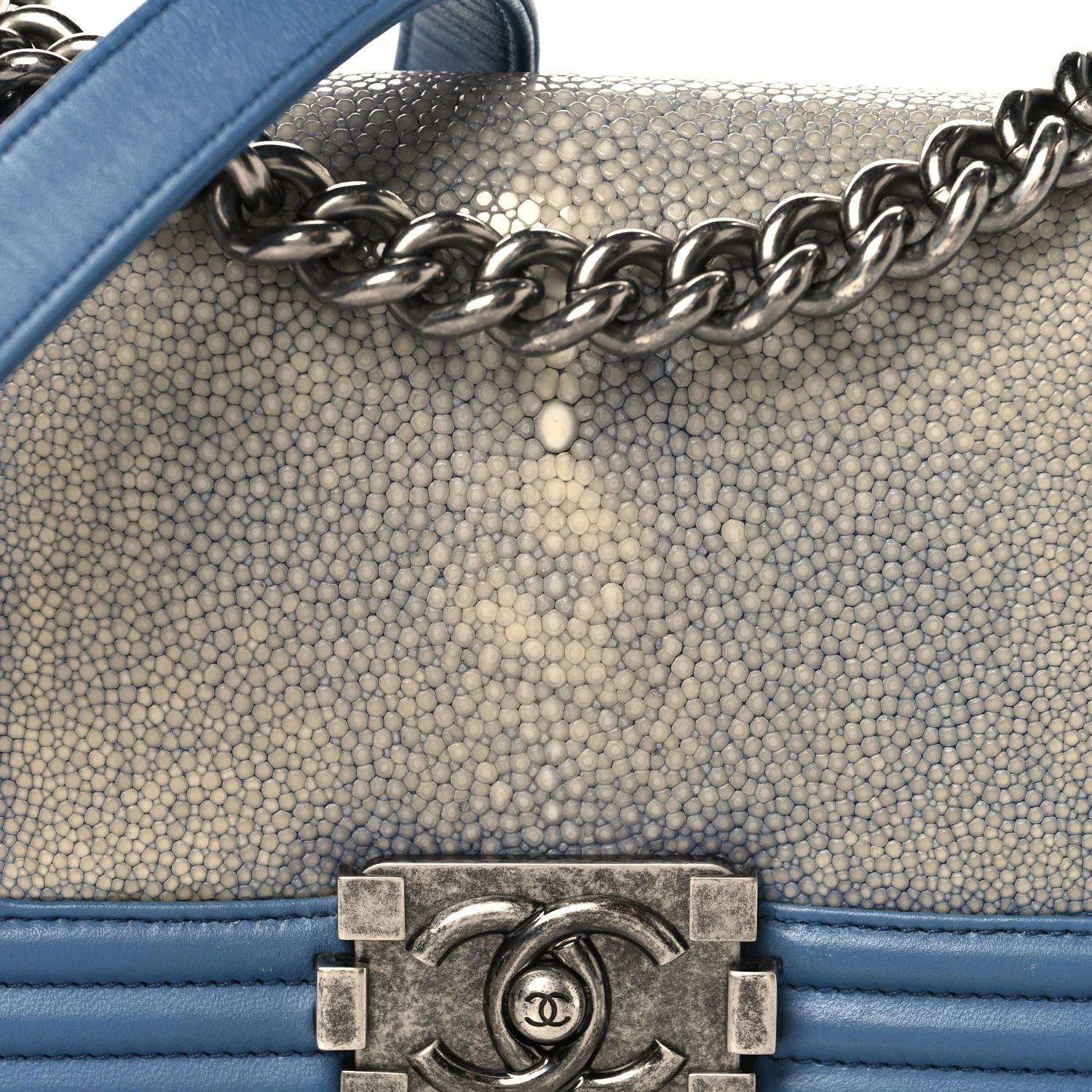 Galuchat Stingray Small Boy Flap Blue - Image 8