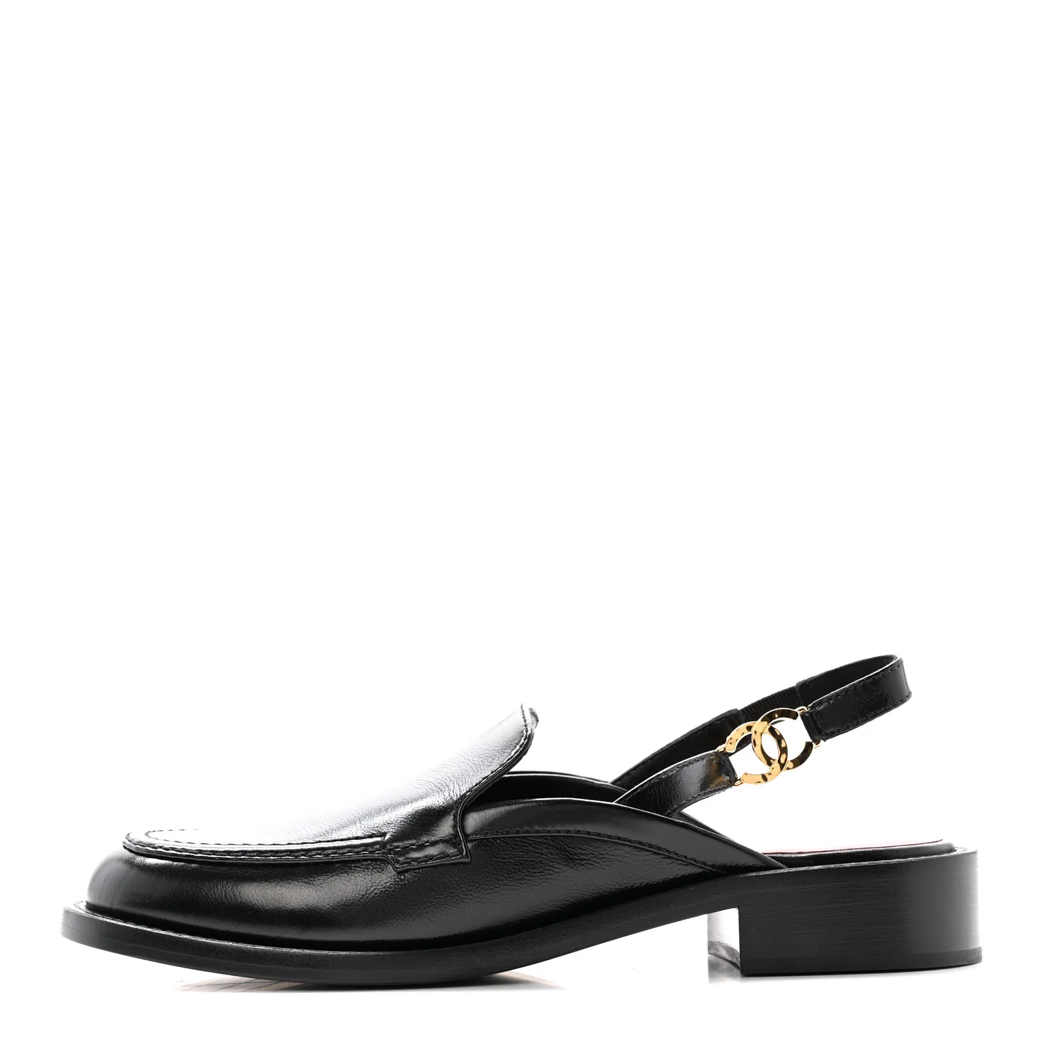 Glazed Calfskin CC Slingback Flats 38.5 Black