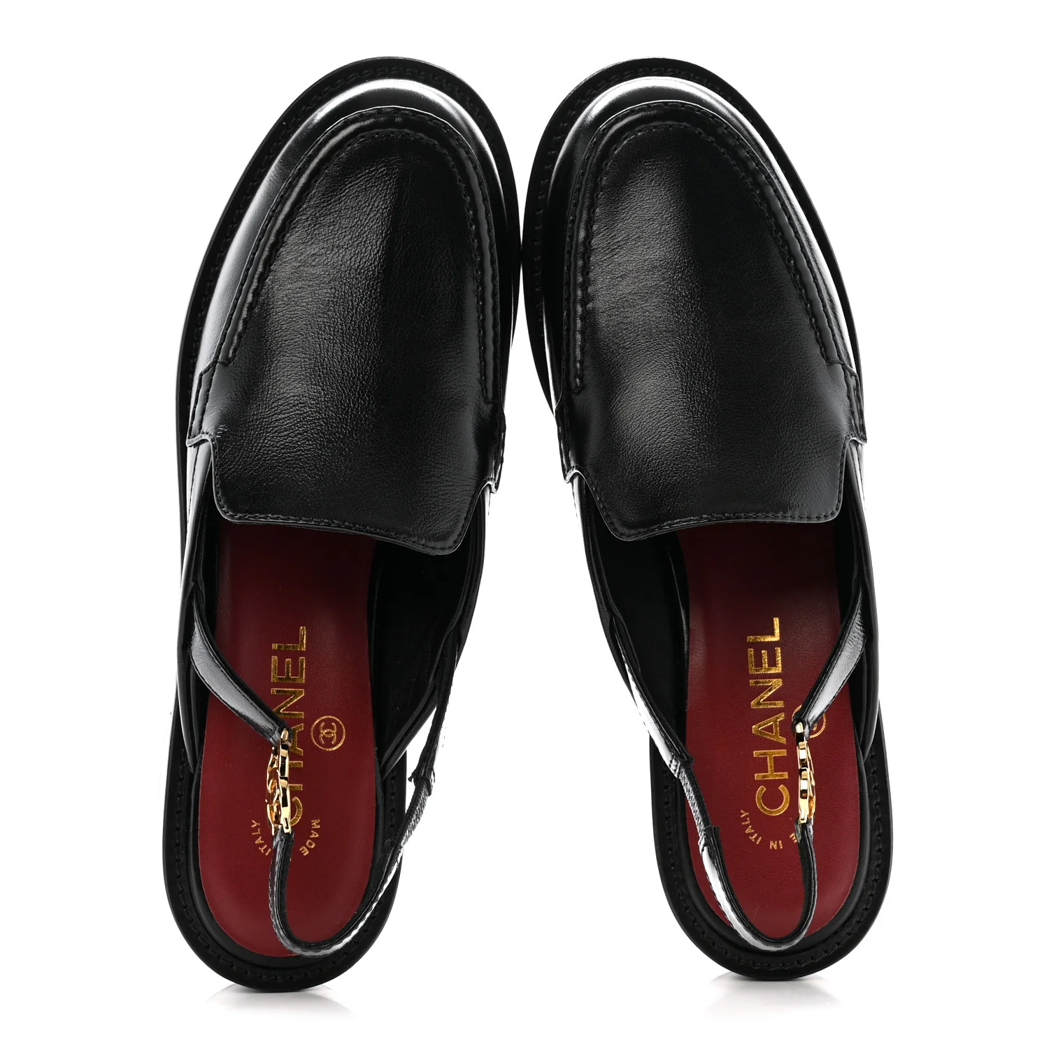 Glazed Calfskin CC Slingback Flats 38.5 Black - Image 2