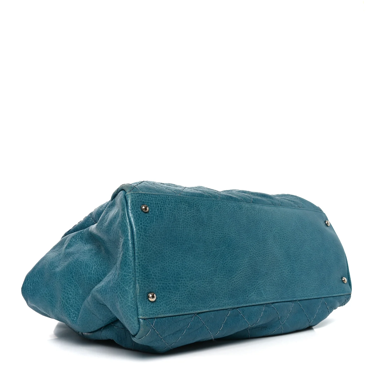 Glazed Calfskin Large On The Road Large Frame Tote Blue - Image 4