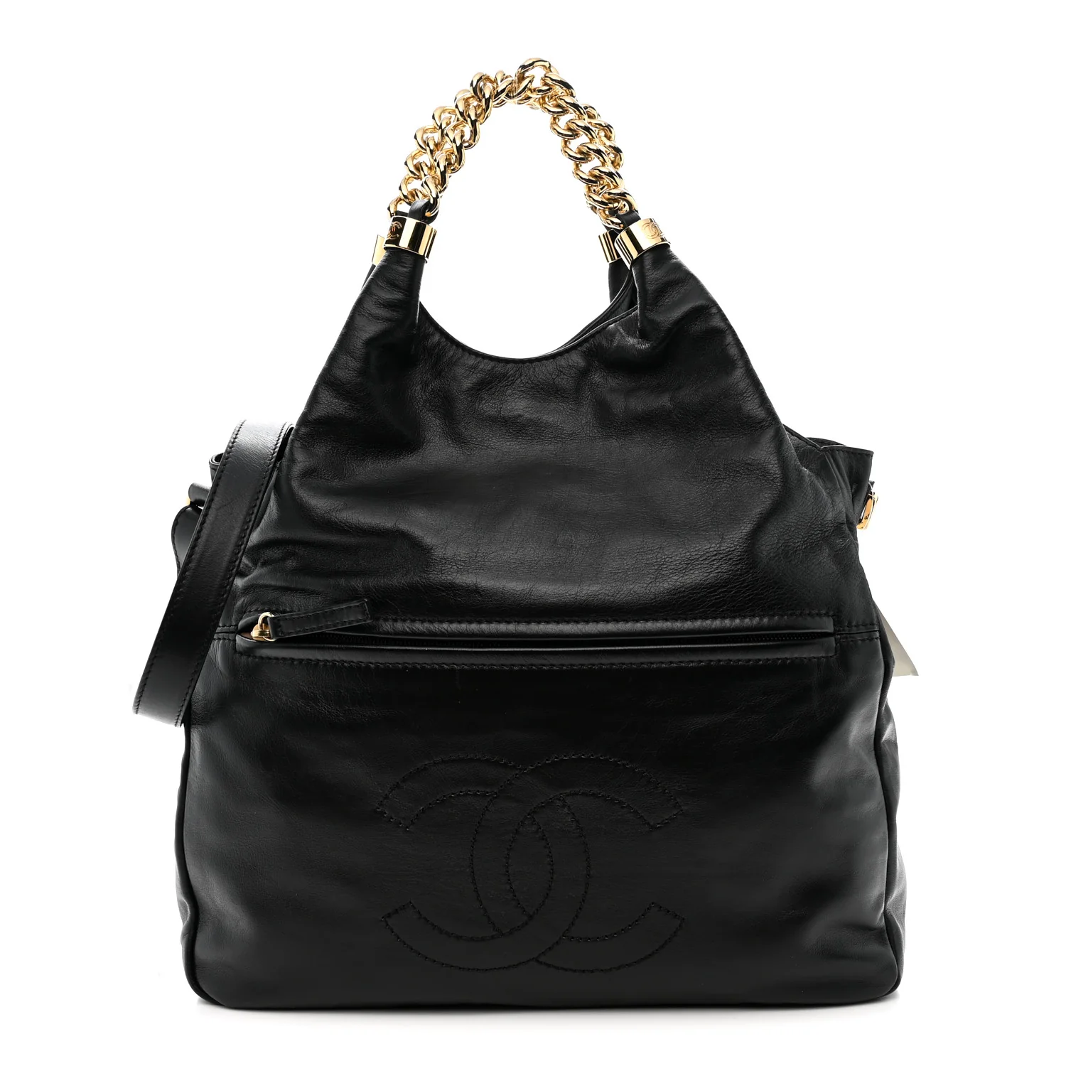 Glazed Calfskin Medium Rodeo Drive Tote Black