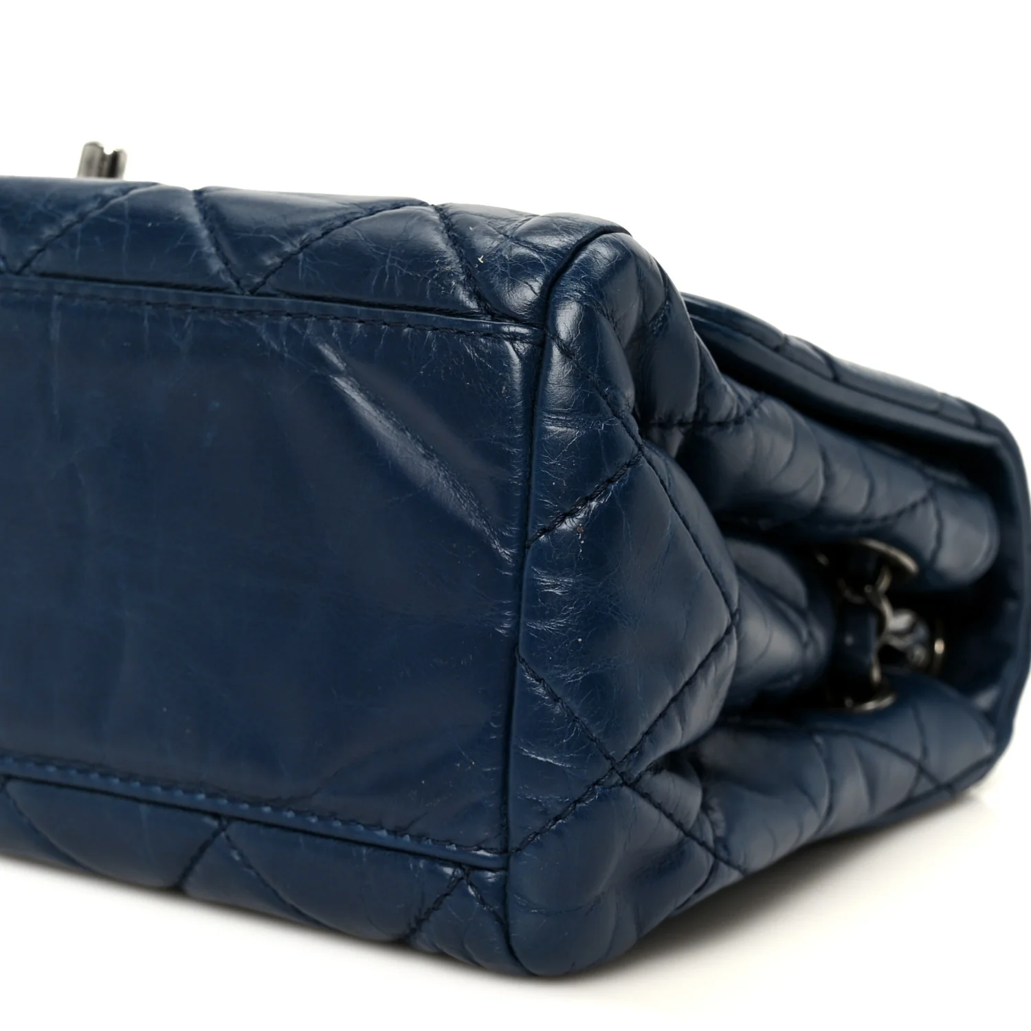 Glazed Calfskin Quilted Medium Coco Soft Flap Navy - Image 11