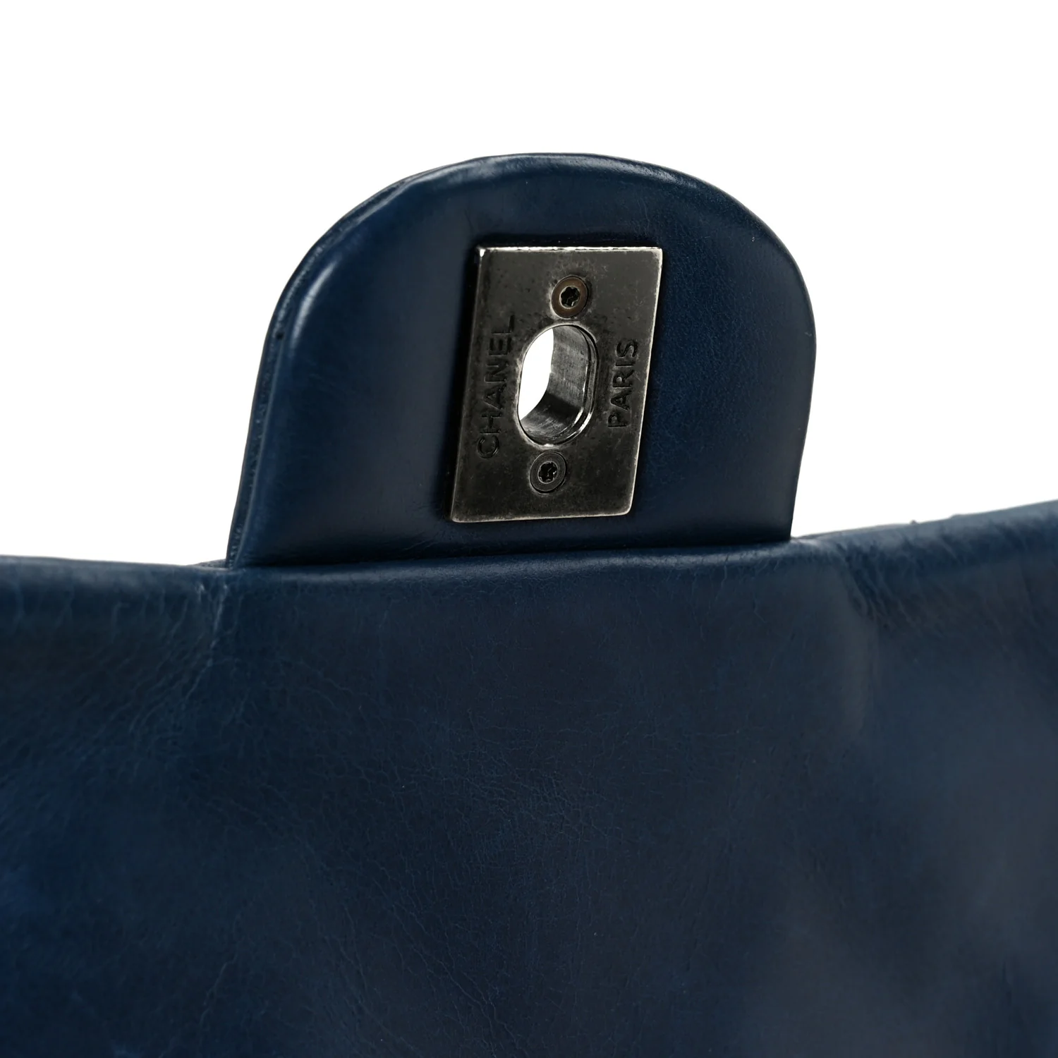 Glazed Calfskin Quilted Medium Coco Soft Flap Navy - Image 7