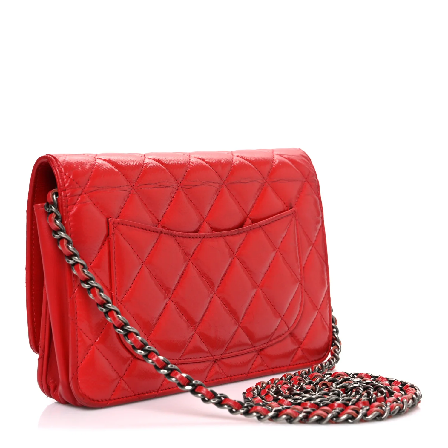 Glazed Calfskin Quilted Reissue Wallet On Chain WOC Red - Image 3