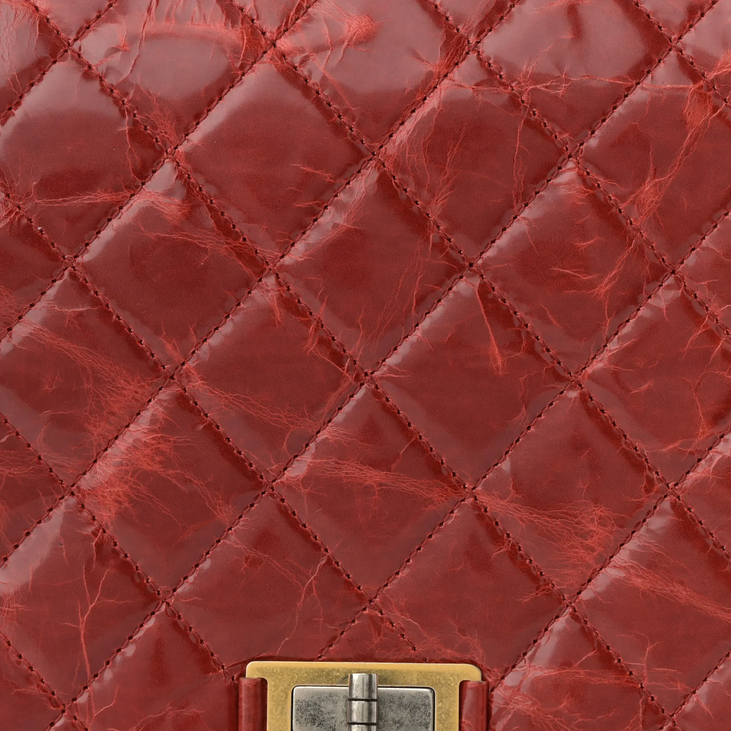 Glazed Calfskin Quilted Rita Top Handle Flap Red - Image 8