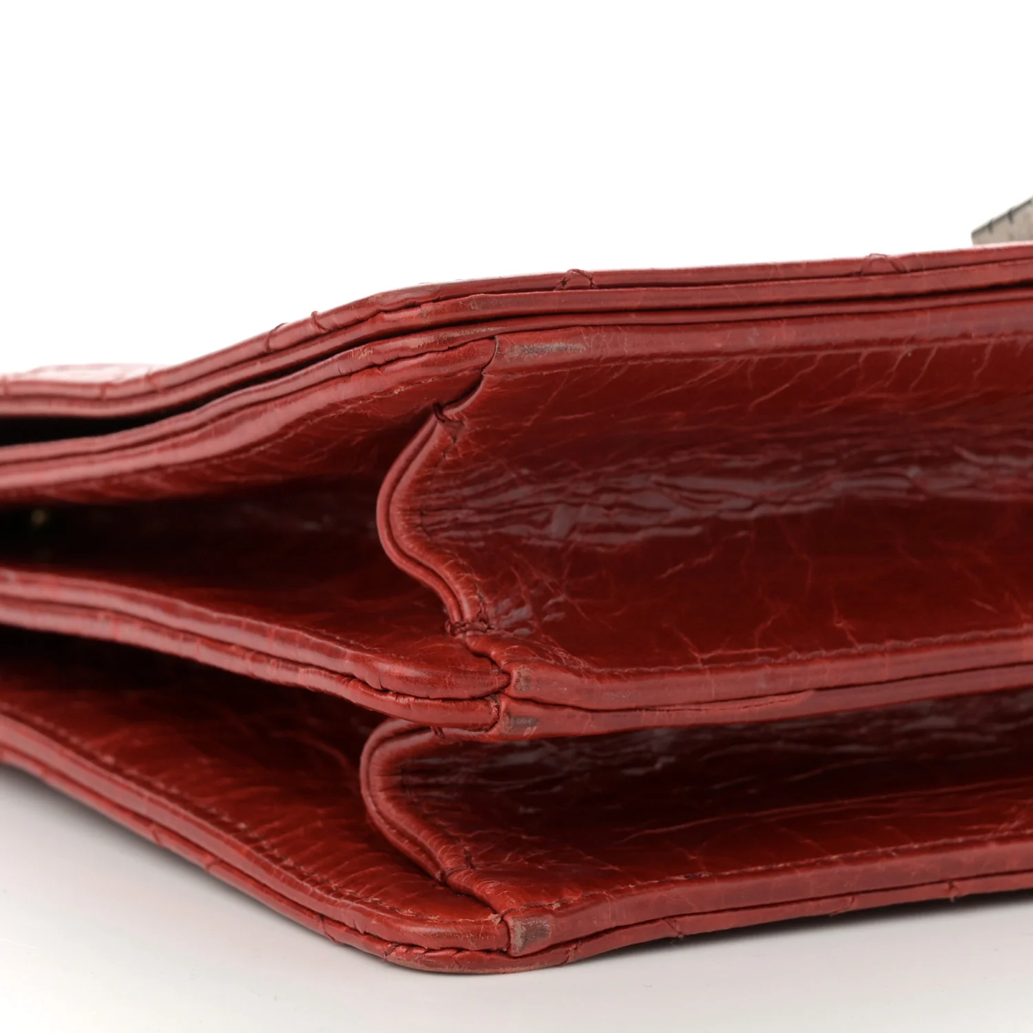 Glazed Calfskin Quilted Rita Top Handle Flap Red - Image 9