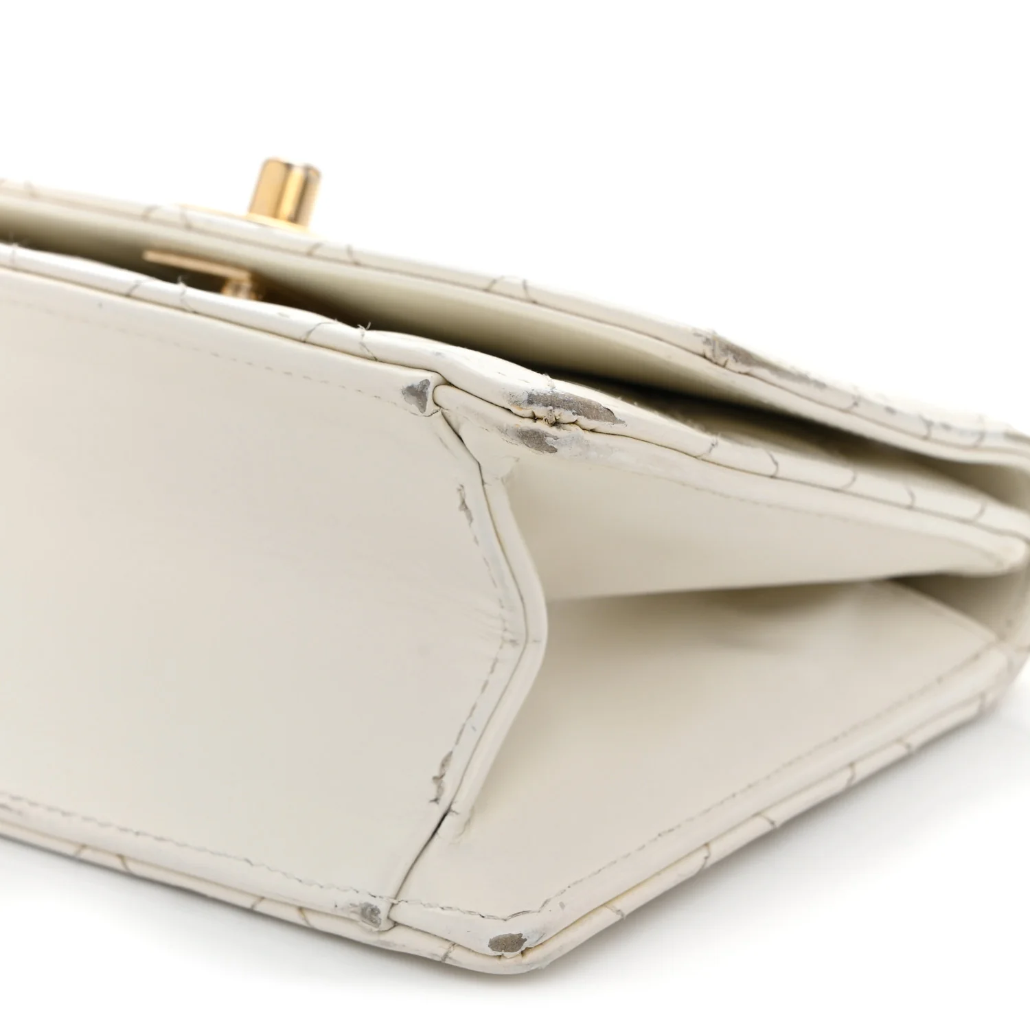 Glazed Calfskin Quilted Small Flap White - Image 10