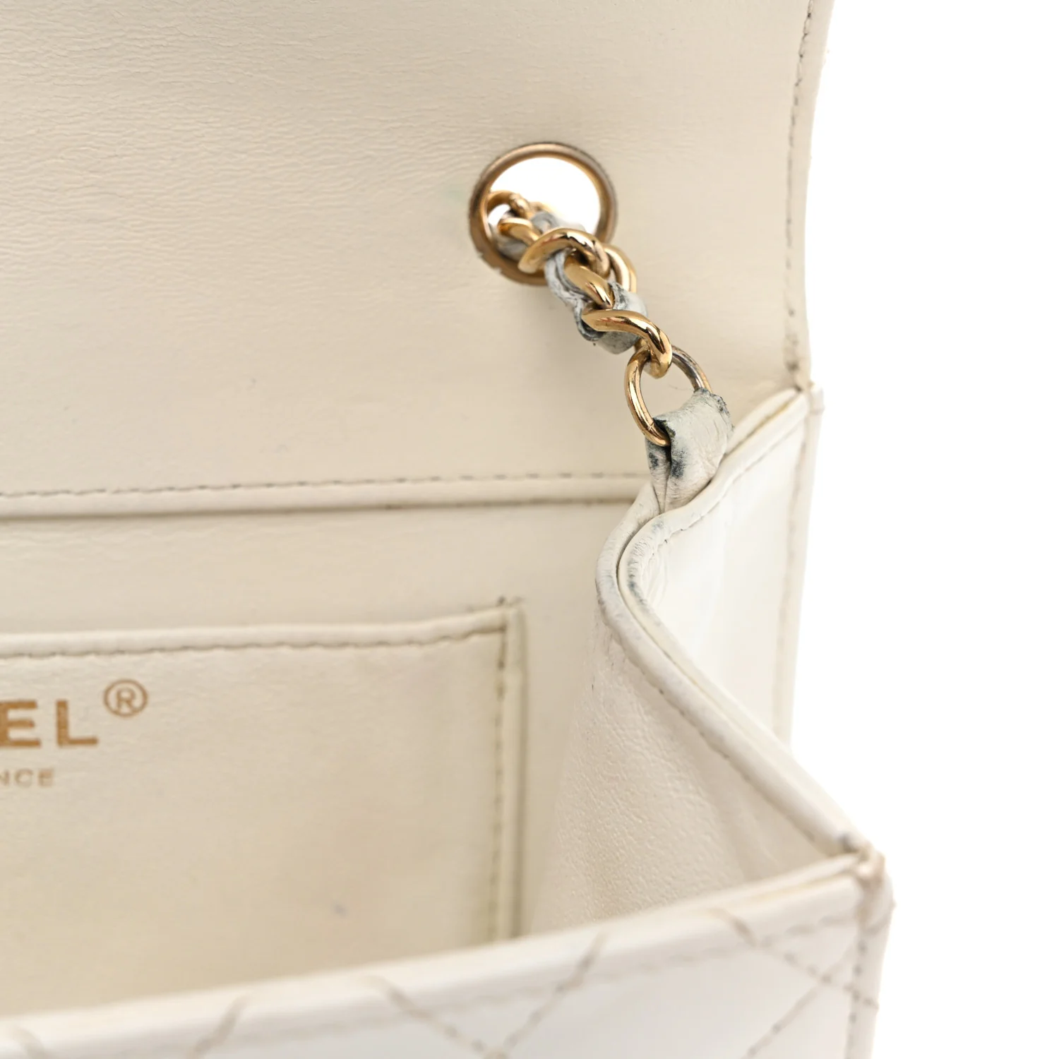 Glazed Calfskin Quilted Small Flap White - Image 11