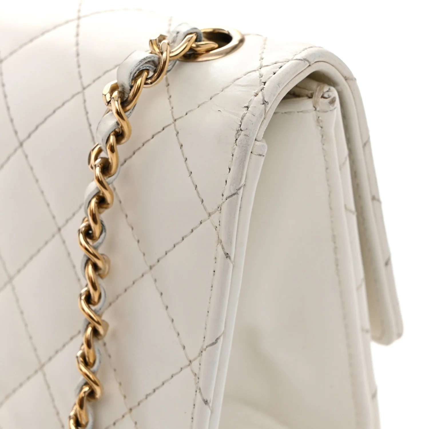 Glazed Calfskin Quilted Small Flap White - Image 15