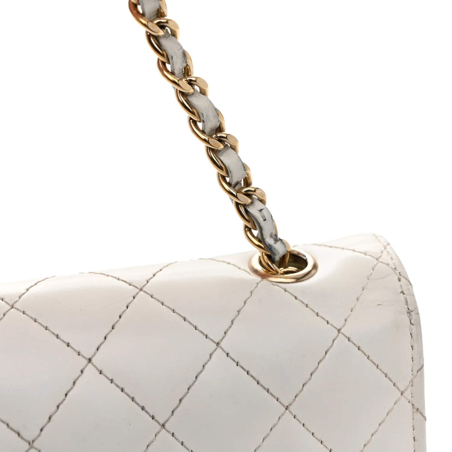 Glazed Calfskin Quilted Small Flap White - Image 17