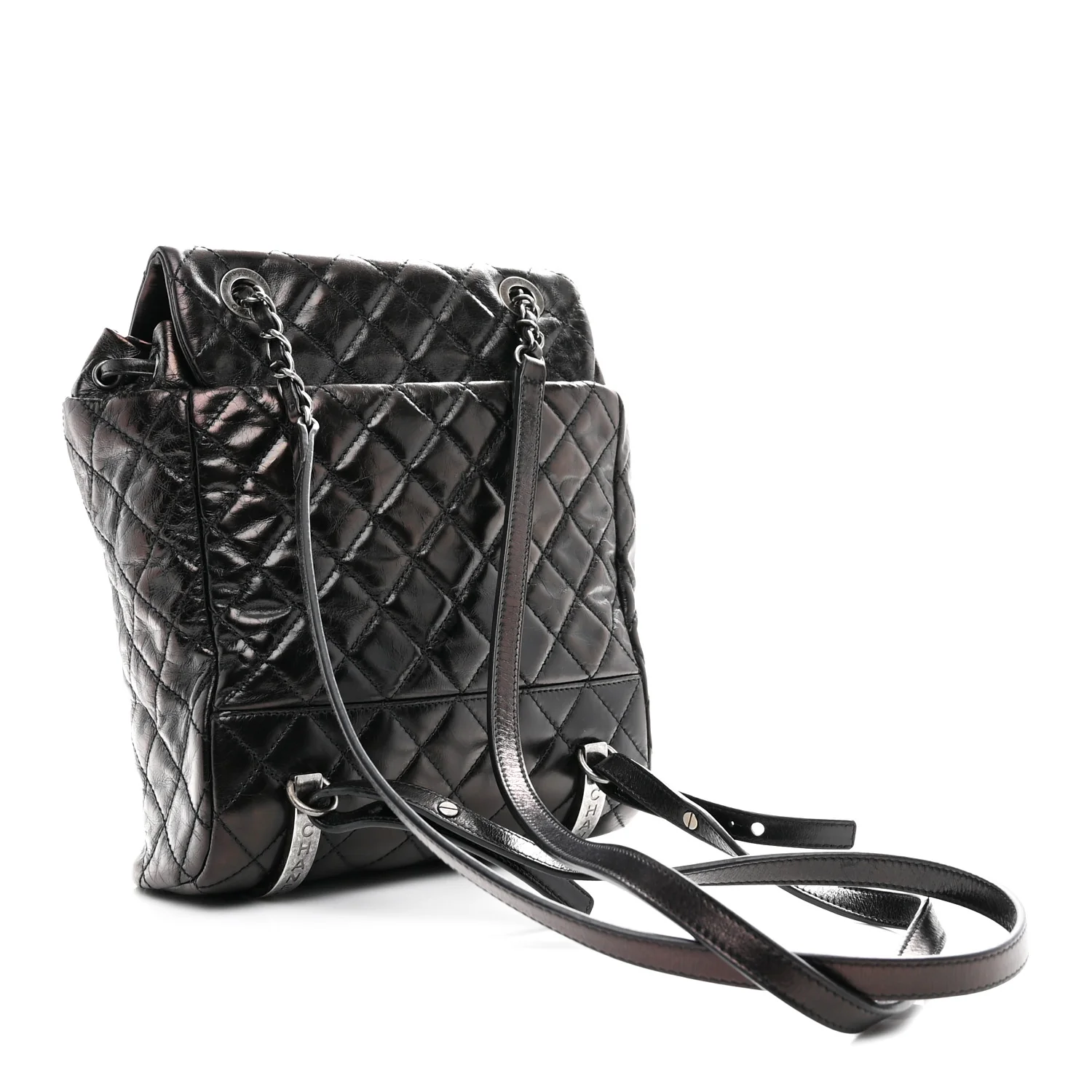 Glazed Calfskin Quilted Small Salzburg Mountain Backpack Black - Image 3