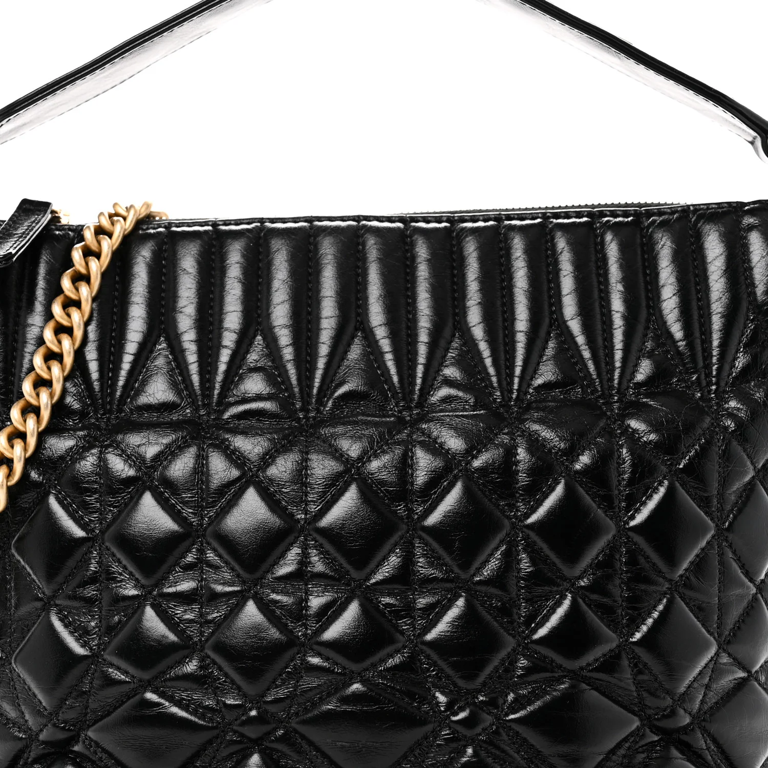 Glazed Calfskin Quilted State Of The Art Hobo Black - Image 8