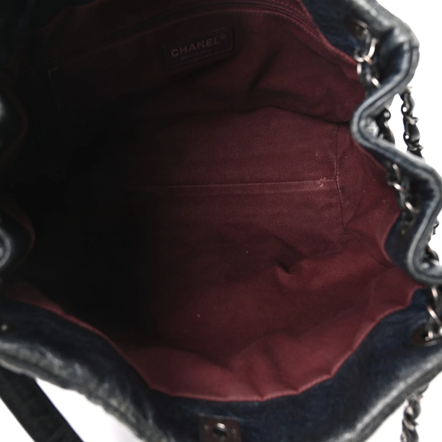 Glazed Calfskin Quilted Tote Navy - Image 6