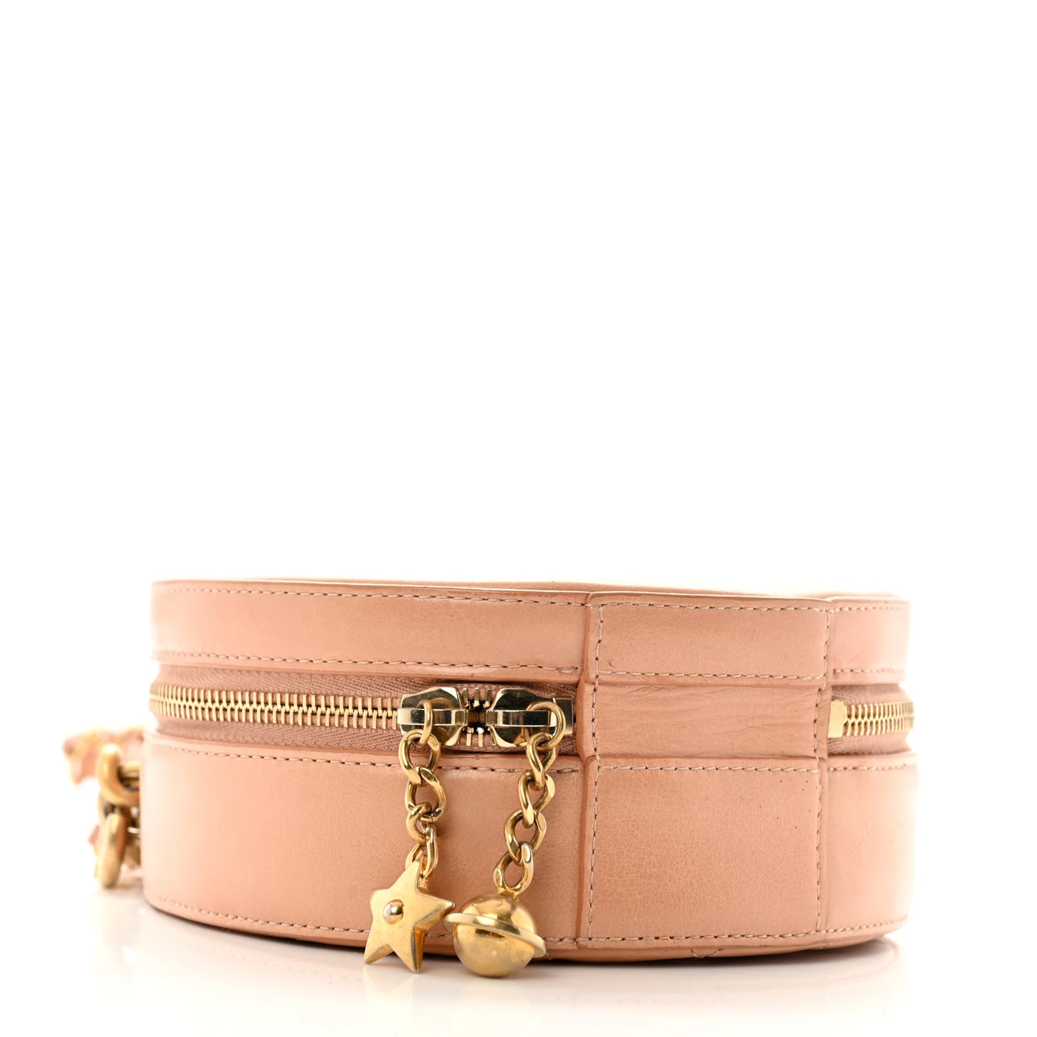 Glazed Calfskin Round As Earth Evening Bag Beige - Image 4